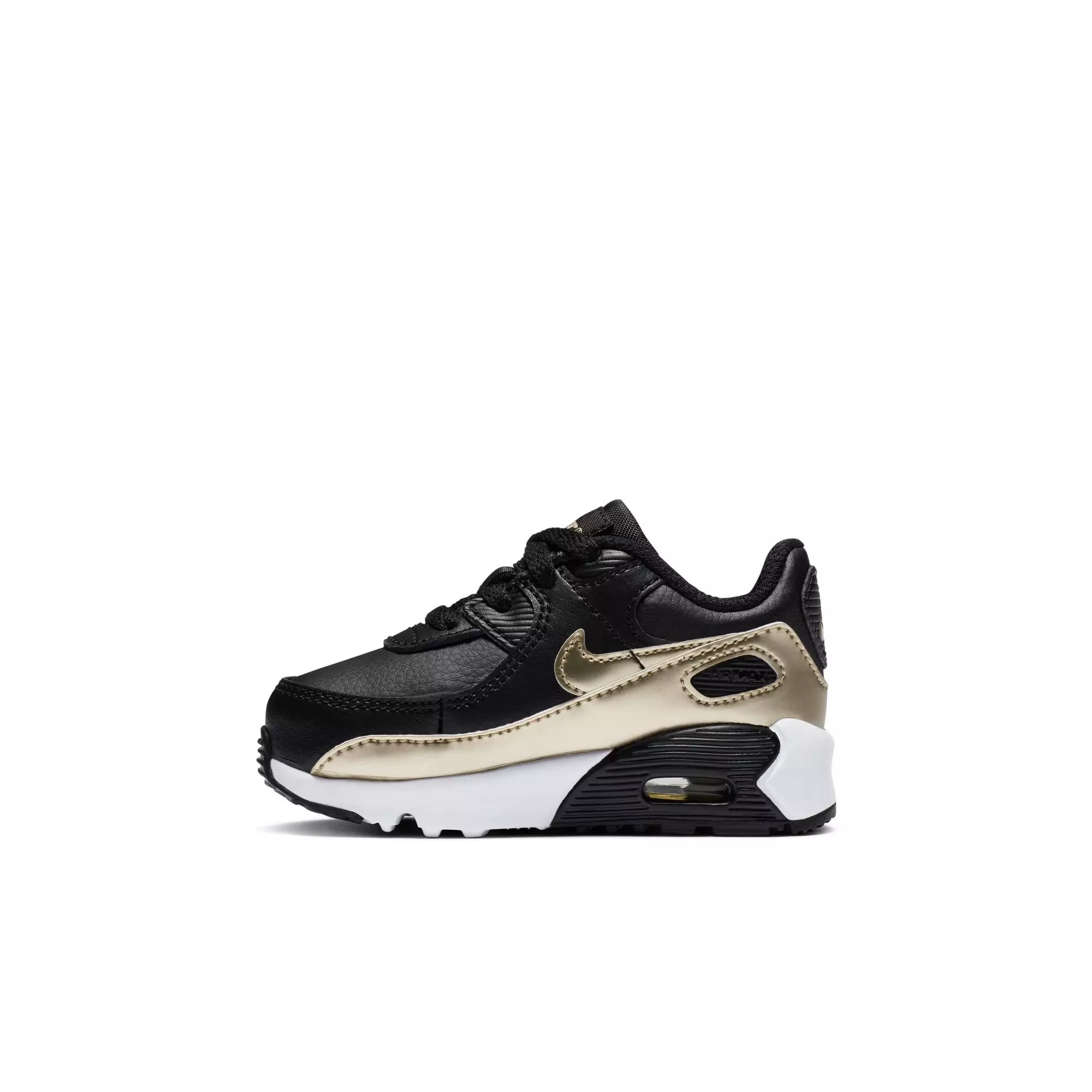 Nike Air Max 90 LTR "Black/Metallic Gold Star/White" Toddler Kids' Shoe - BLACK/GOLD