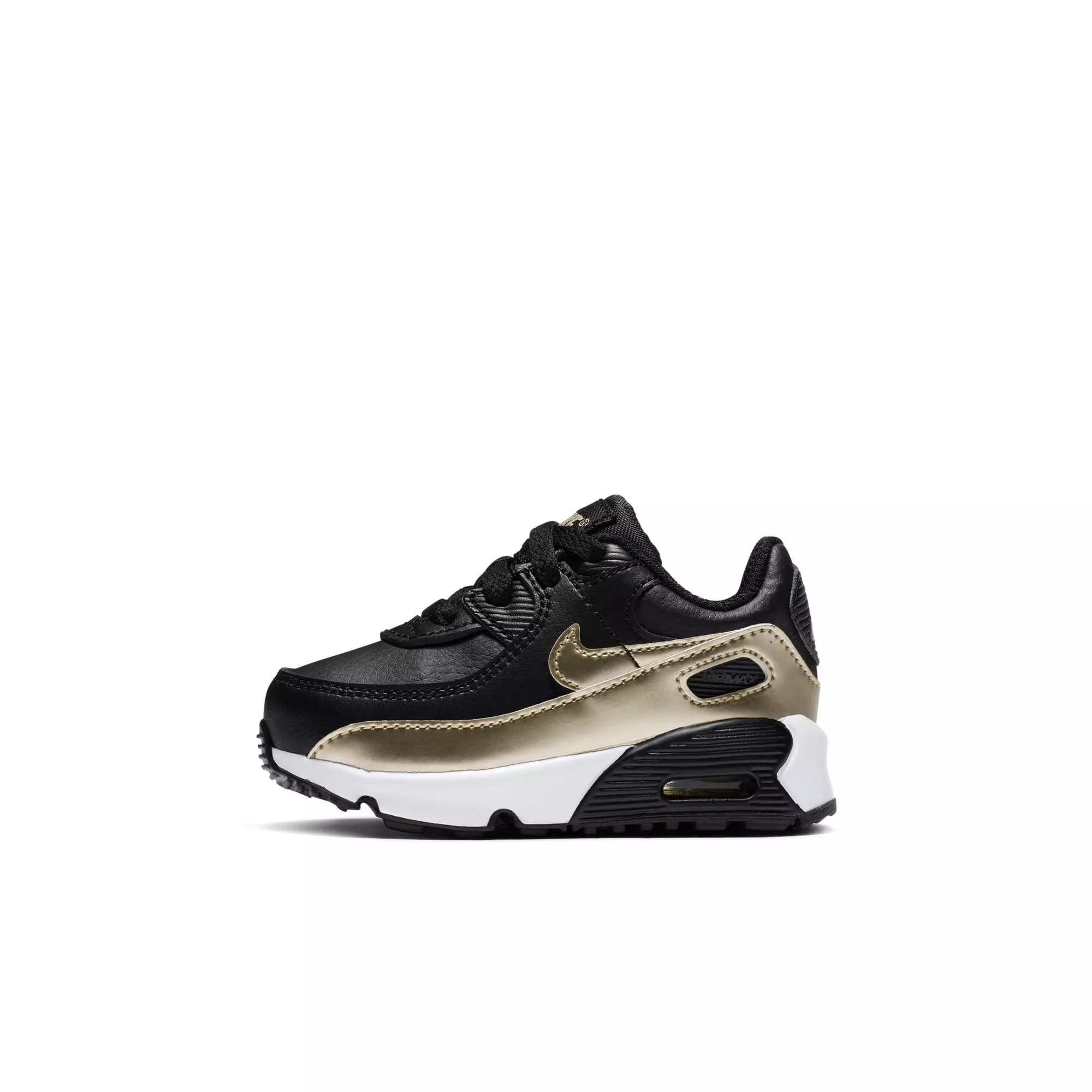 Nike Air Max 90 LTR "Black/Metallic Gold Star/White" Toddler Kids' Shoe - BLACK/GOLD