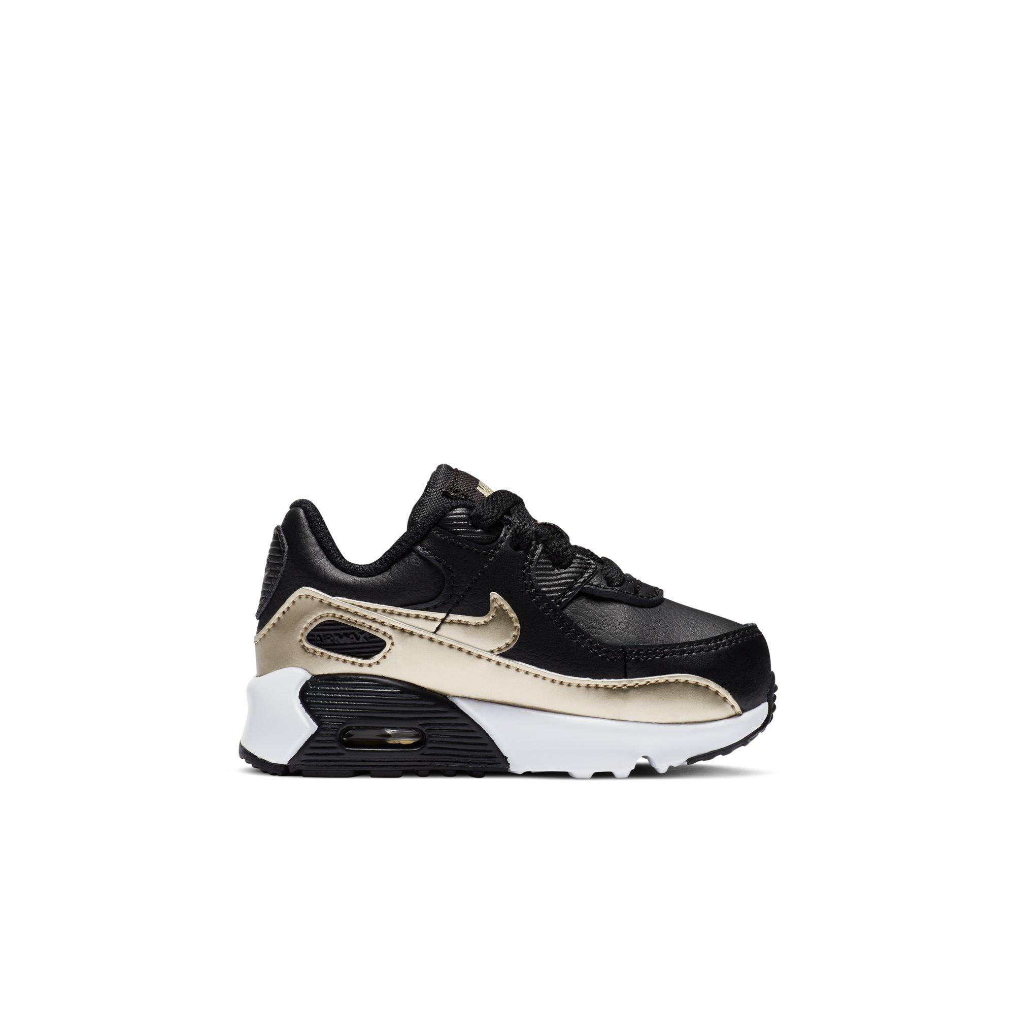 Nike Air Max 90 LTR Toddler Kids' "Black/Metallic Gold Star/White" Shoe