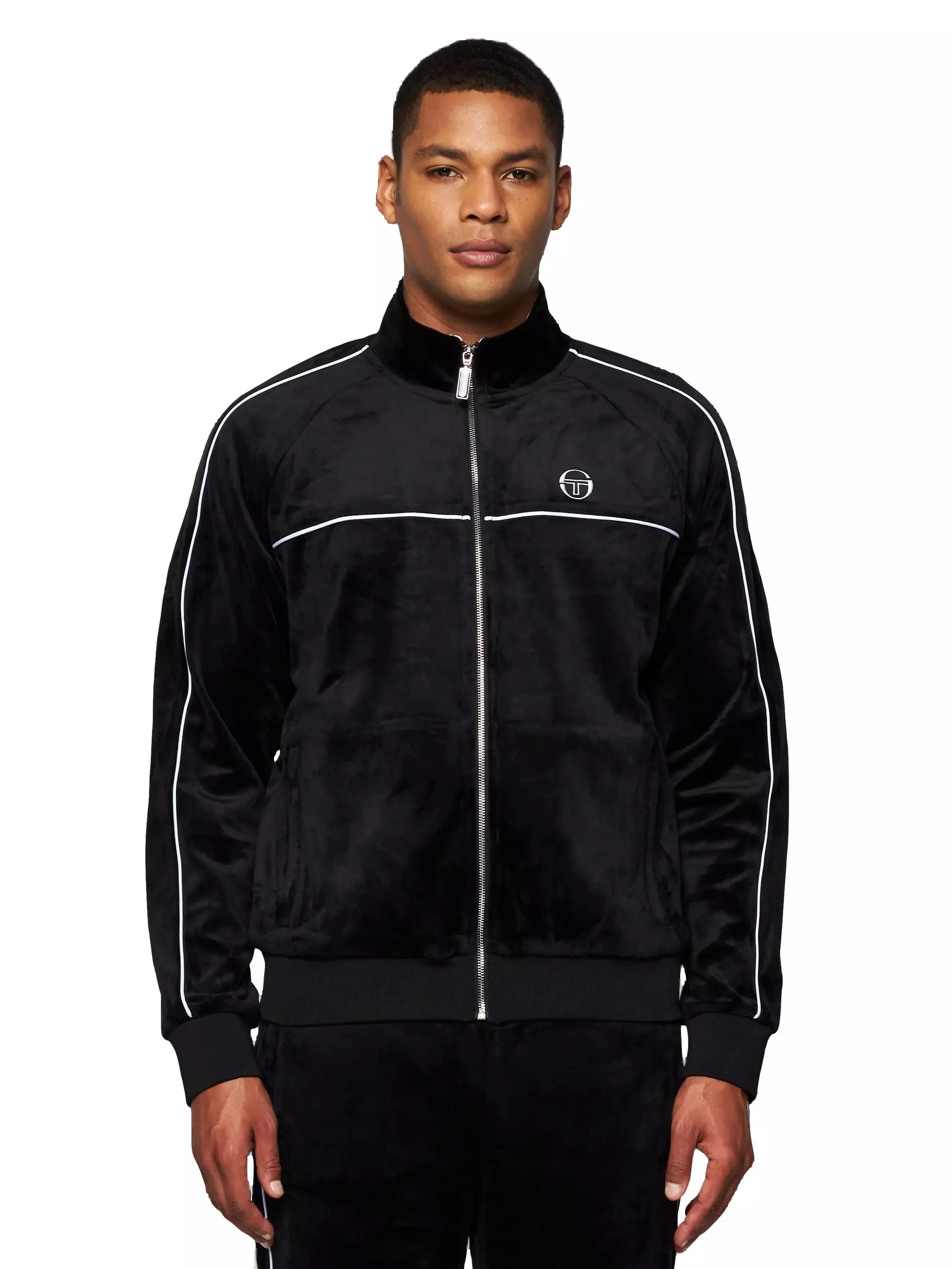 Sergio Tacchini Men's Lioni Velour Jacket - Black - BLACK