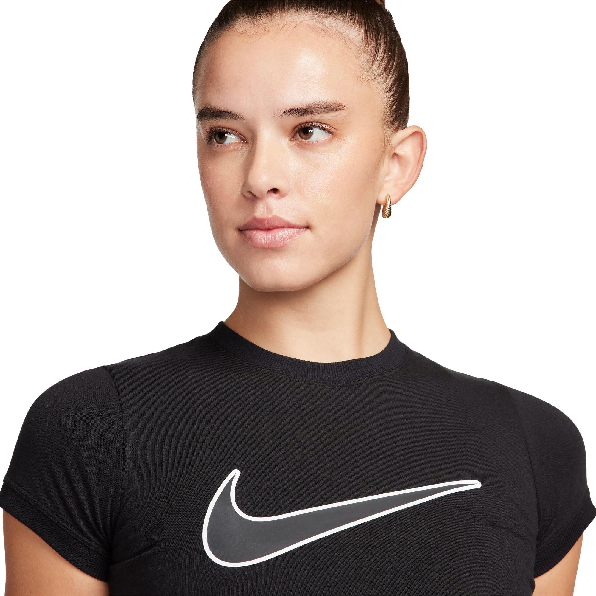 Nike Women's Life Swoosh Baby Tee - Black - BLACK Thumbnail View 3