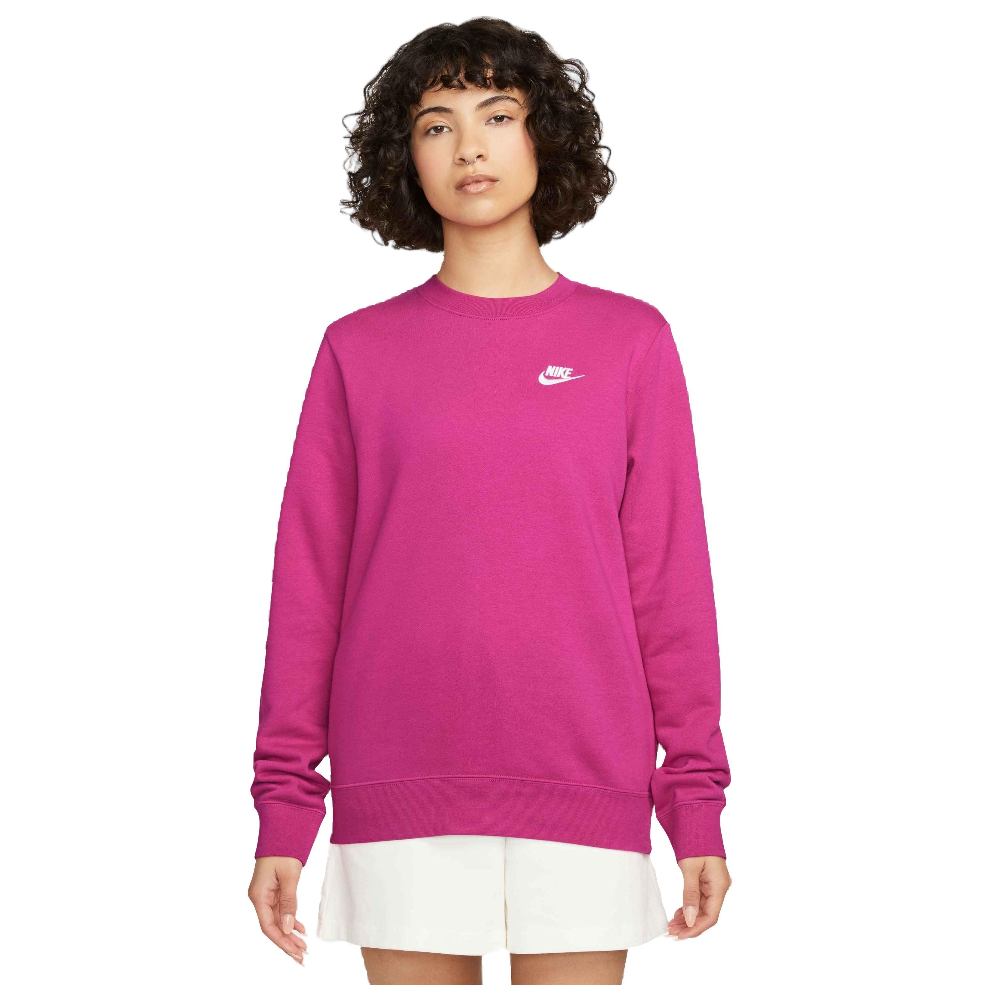 Nike Women's Club Fleece Standard Crew Sweatshirt - Fireberry - Hibbett