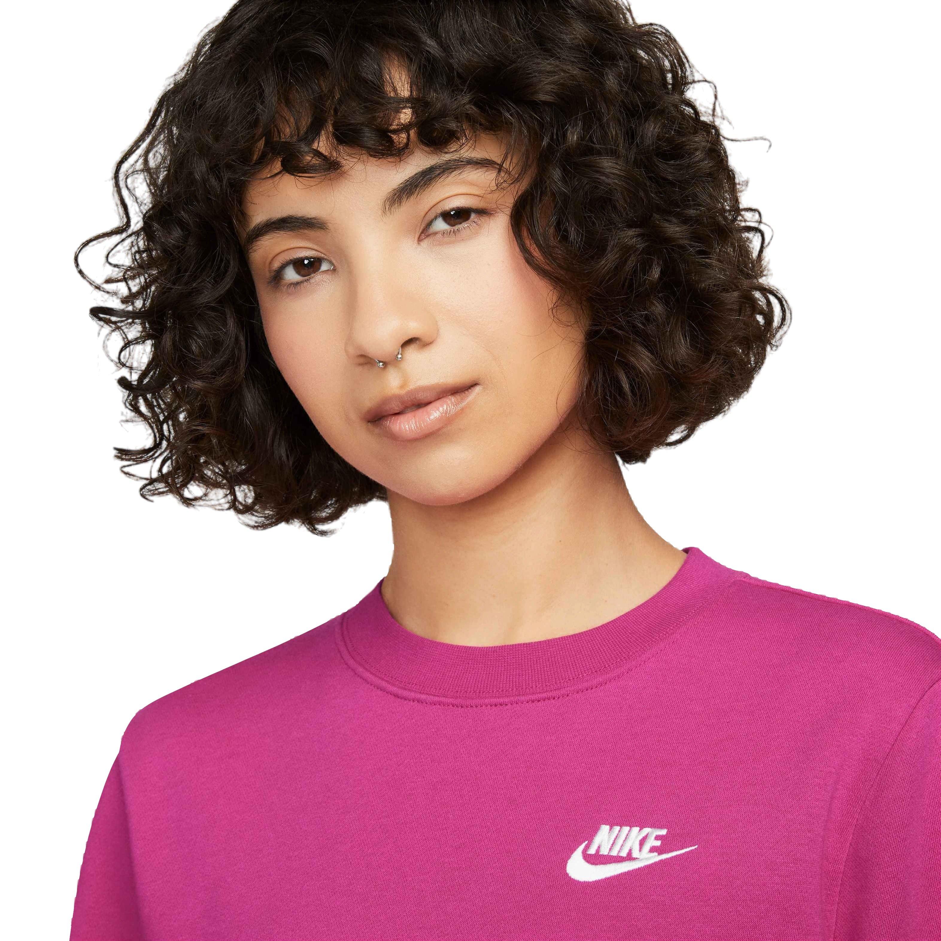 Nike Women's Club Fleece Standard Crew Sweatshirt   Fireberry