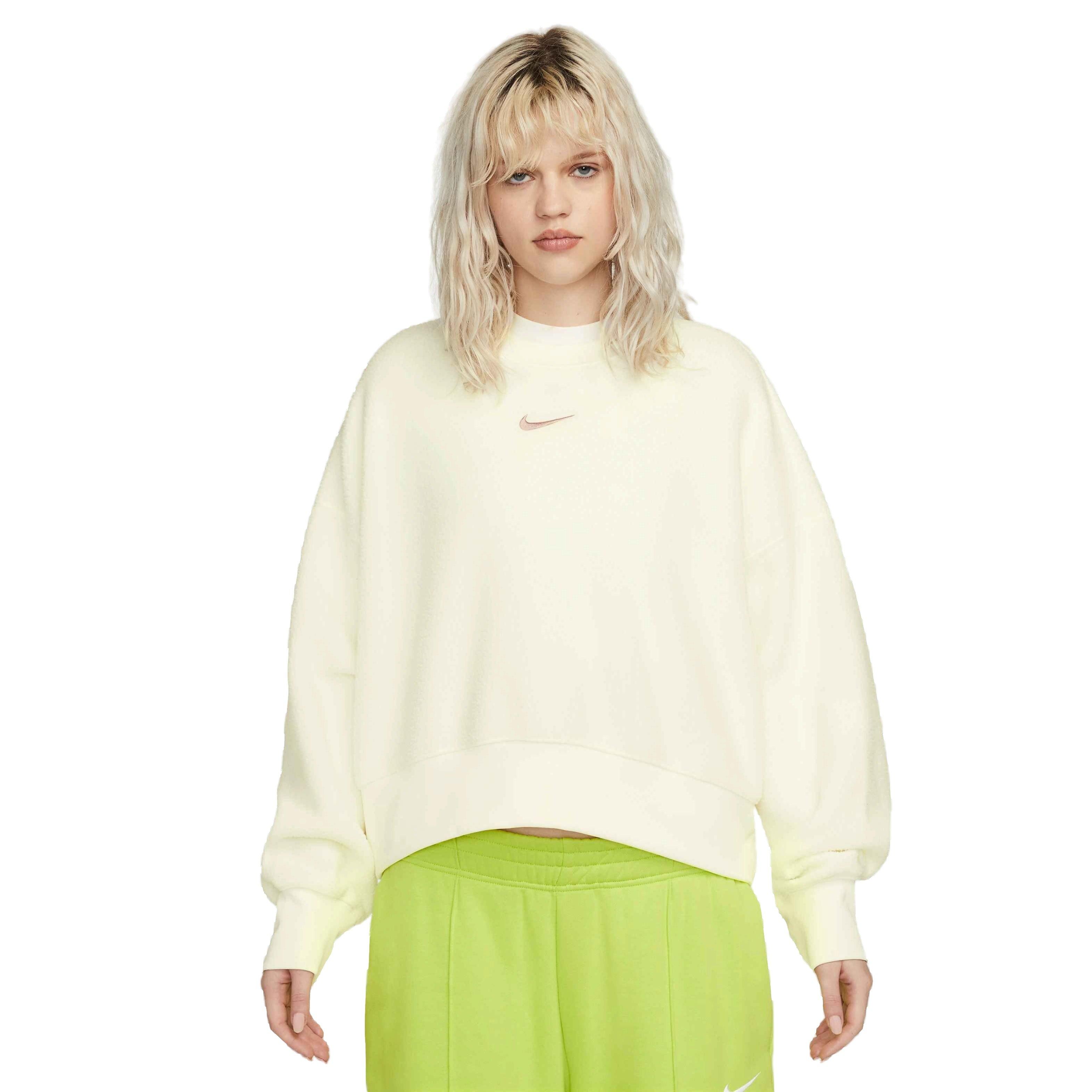 Nike Women's Sportswear Plush Mod Crop Crew Sweatshirt - Sail - SAIL Thumbnail View 1