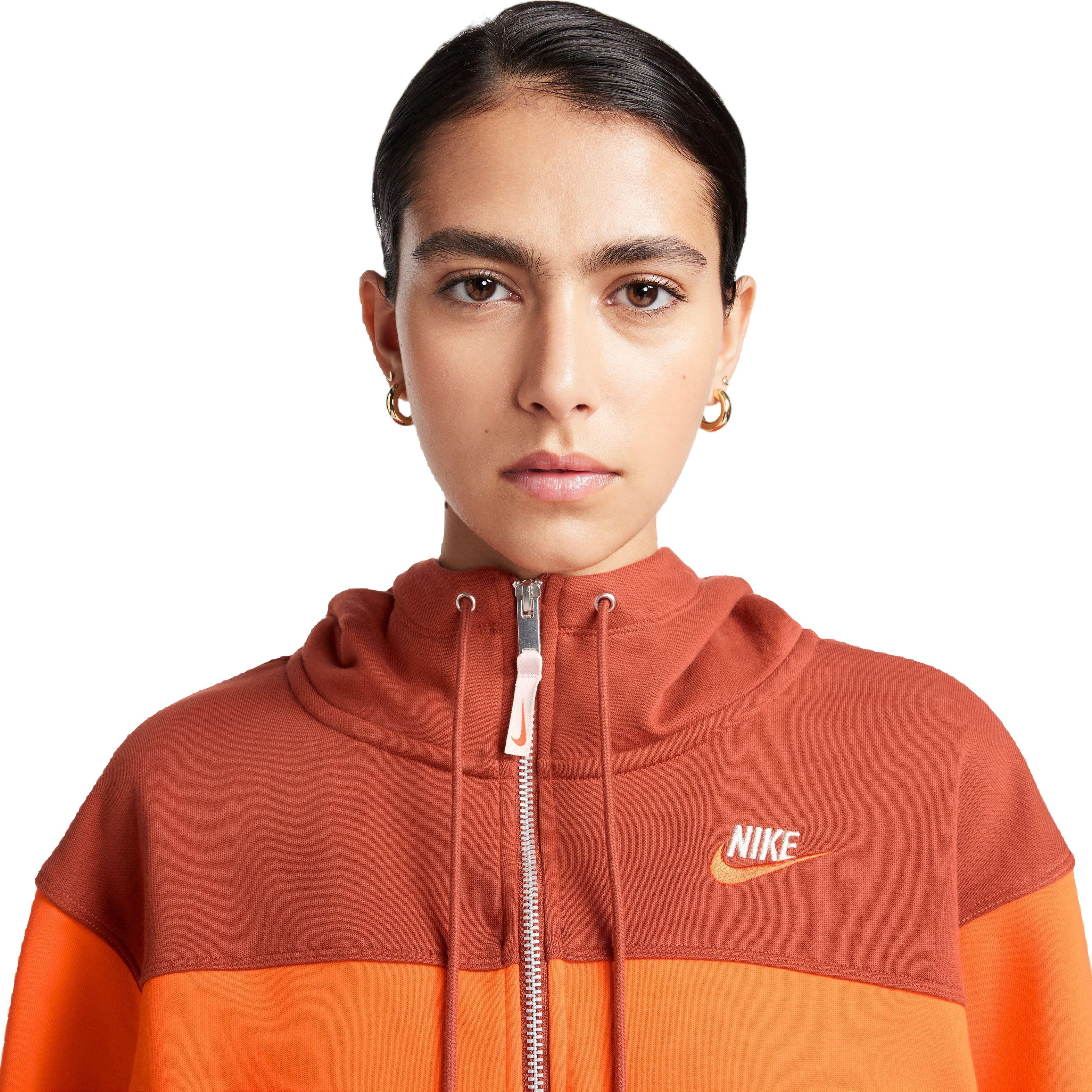 Nike Women's Sportswear City Utility Fleece Full-Zip Jacket - ORANGE Thumbnail View 3