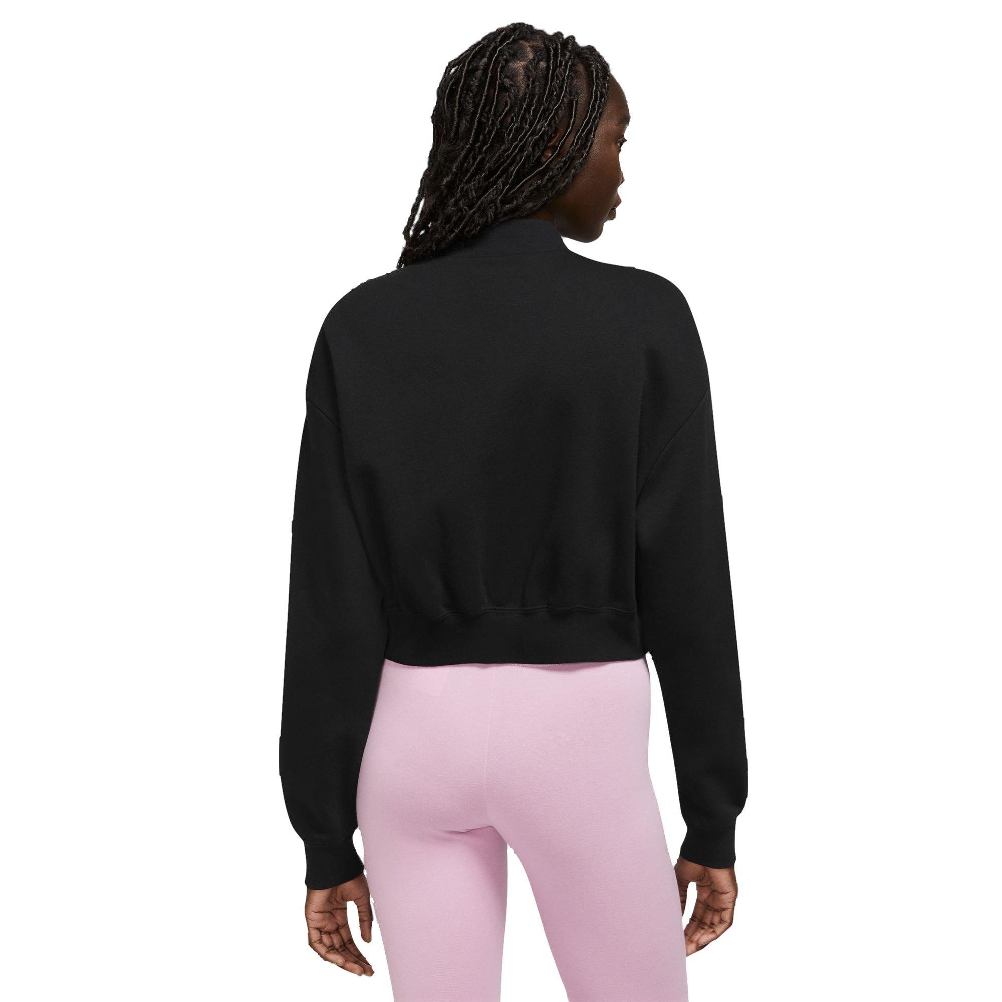 Nike Women's Club Fleece Oversized Crop Full-Zip Hoodie - BLACK Thumbnail View 2