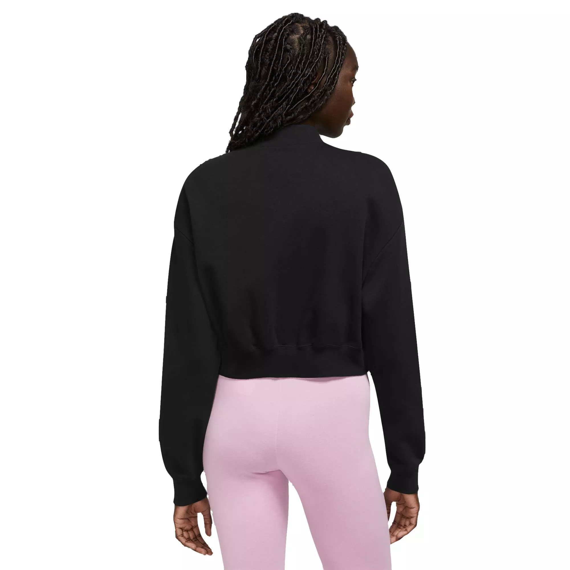 Nike Women's Club Fleece Oversized Crop Full-Zip Hoodie - BLACK