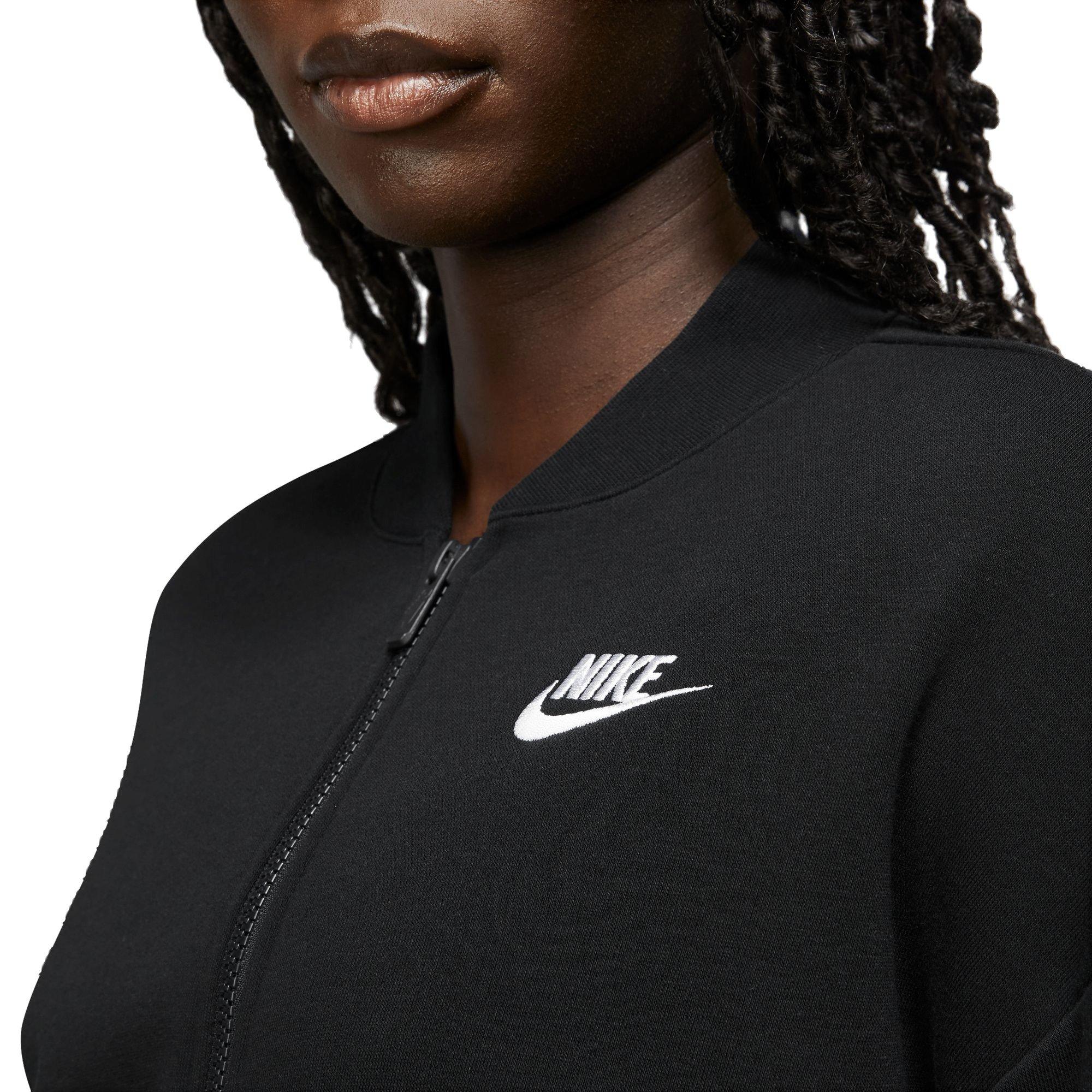 Nike Women's Club Fleece Oversized Crop Full-Zip Hoodie - BLACK Thumbnail View 3