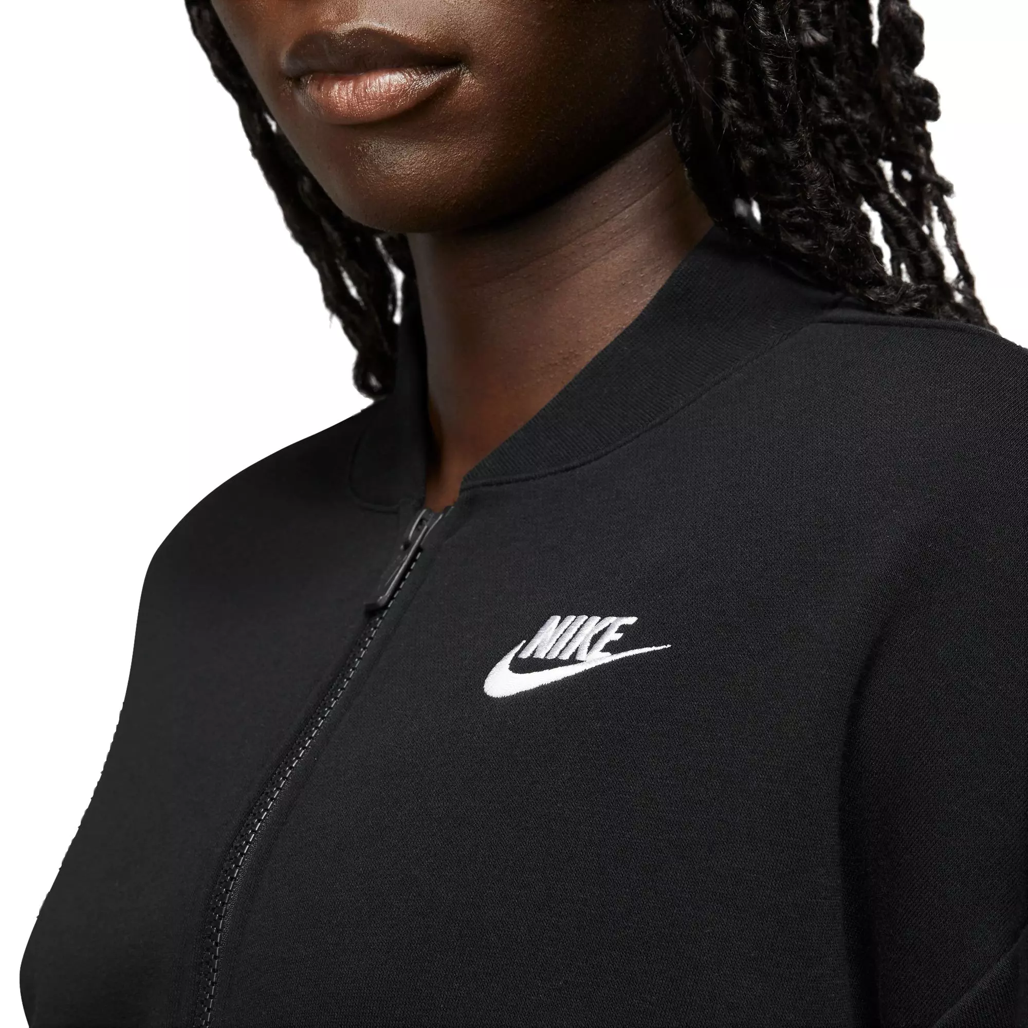 Nike Women's Club Fleece Oversized Crop Full-Zip Hoodie - BLACK
