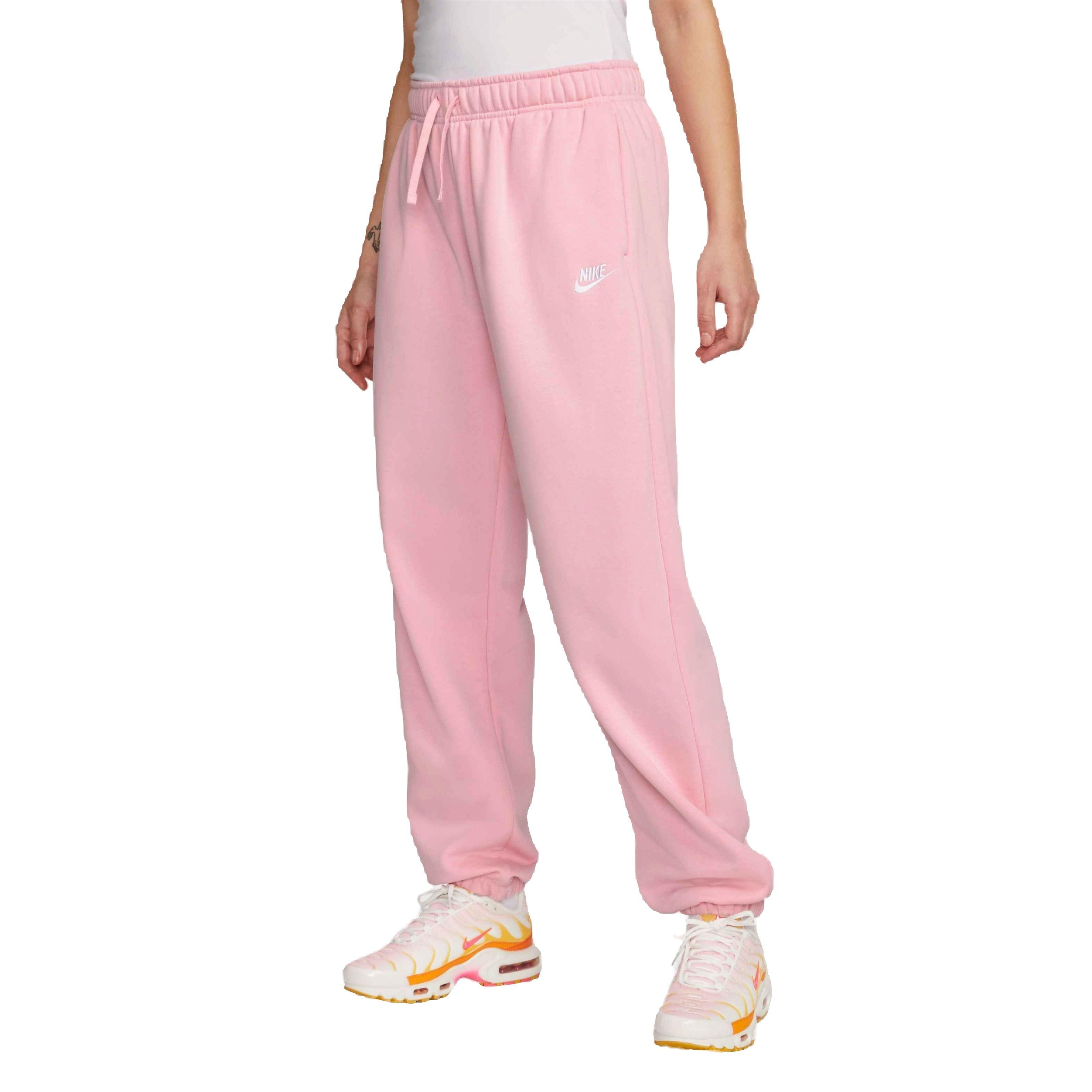 Nike Women's Sportswear Club Fleece Mid-Rise Shorts Pink White