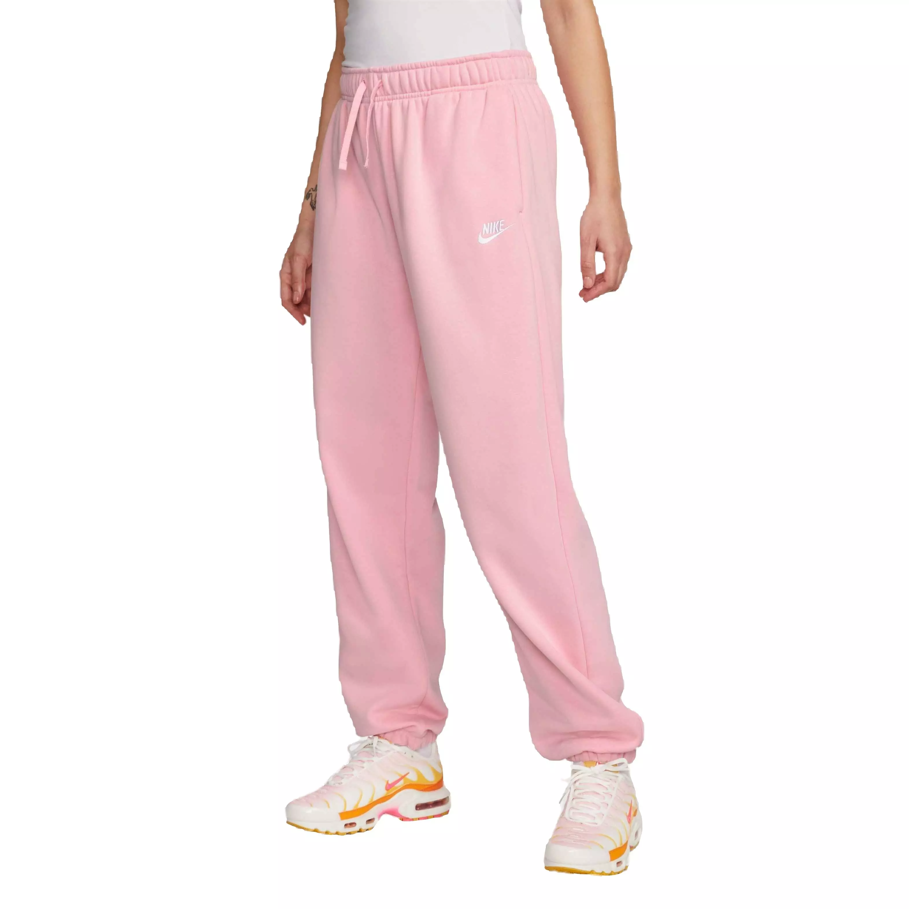 Nike Women's Sportswear Club Fleece Mid-Rise Oversized Sweatpants - Medium  Pink - Hibbett