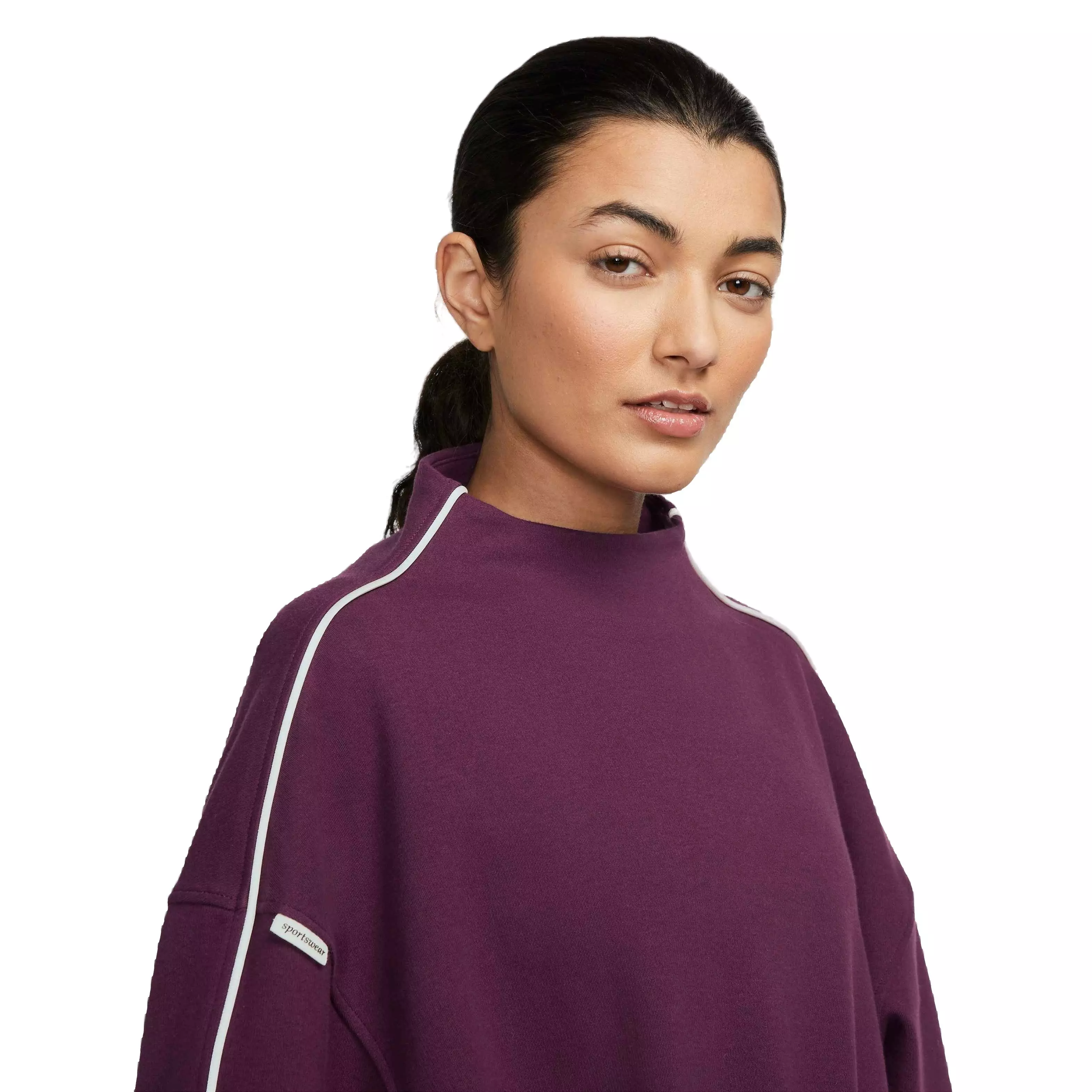 Nike Women's Sportswear Mock Neck Top - Maroon - MAROON