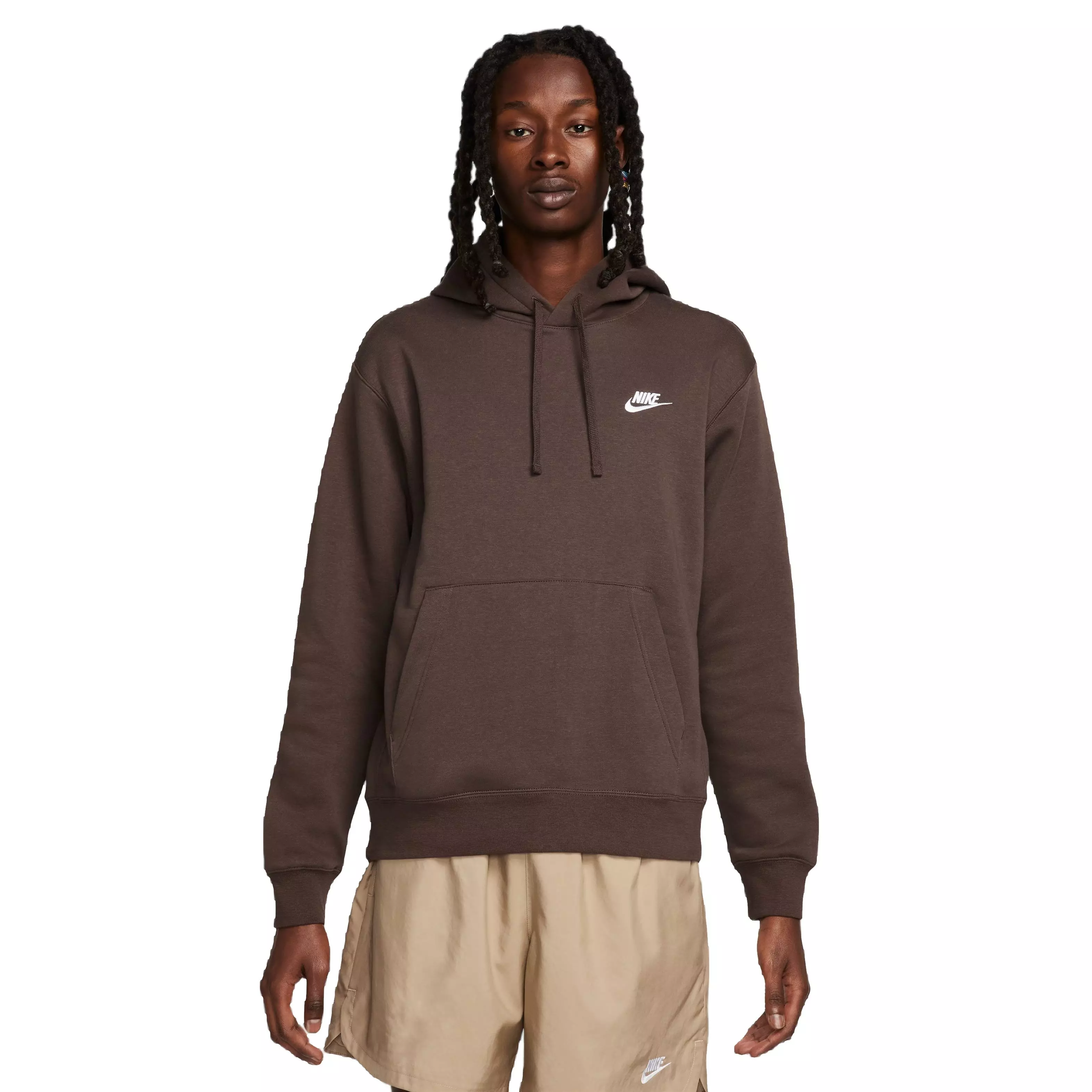 Nike Men's Sportswear Club Fleece Pullover Hoodie-Brown - BROWN