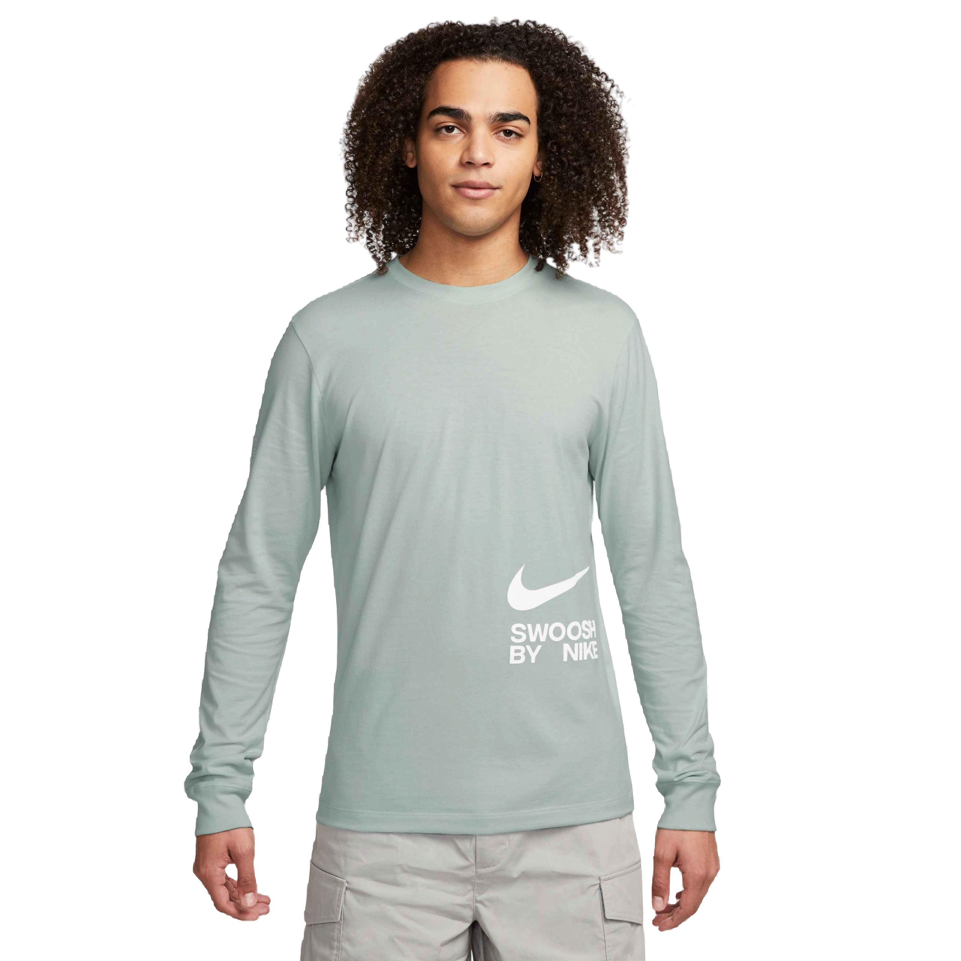 Nike Men's Sportwear Big Swoosh Long-Sleeve Tee-Grey - GREY Thumbnail View 1