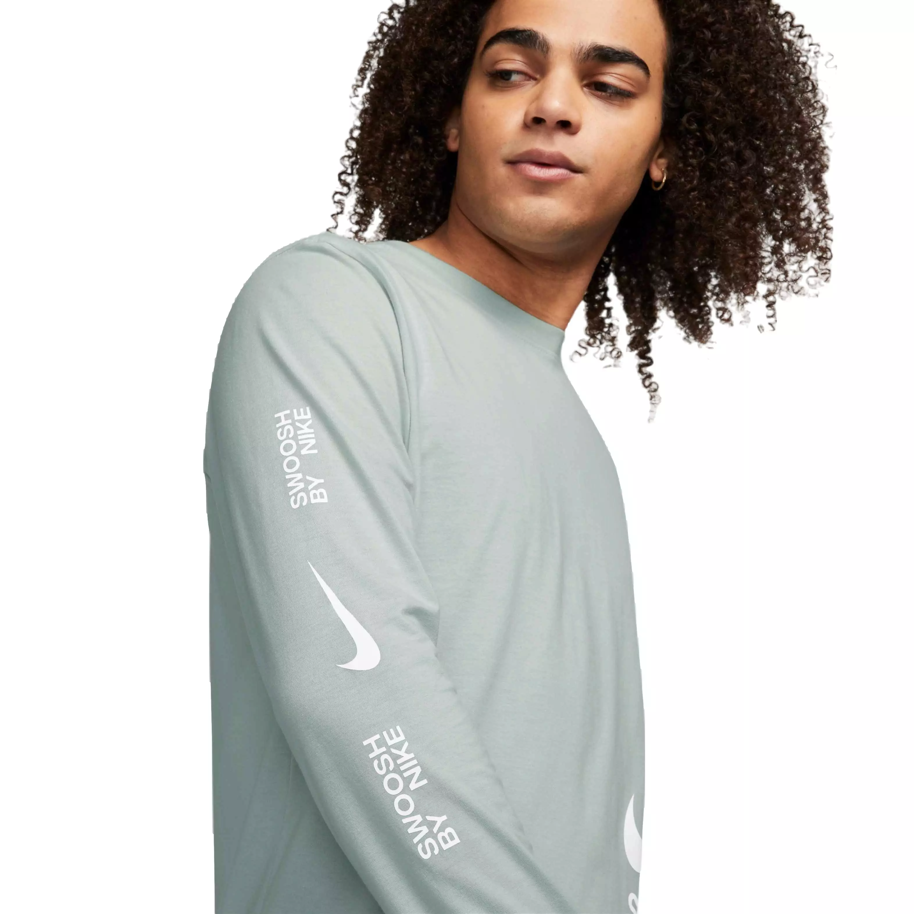 Nike Men's Sportwear Big Swoosh Long-Sleeve Tee-Grey - GREY