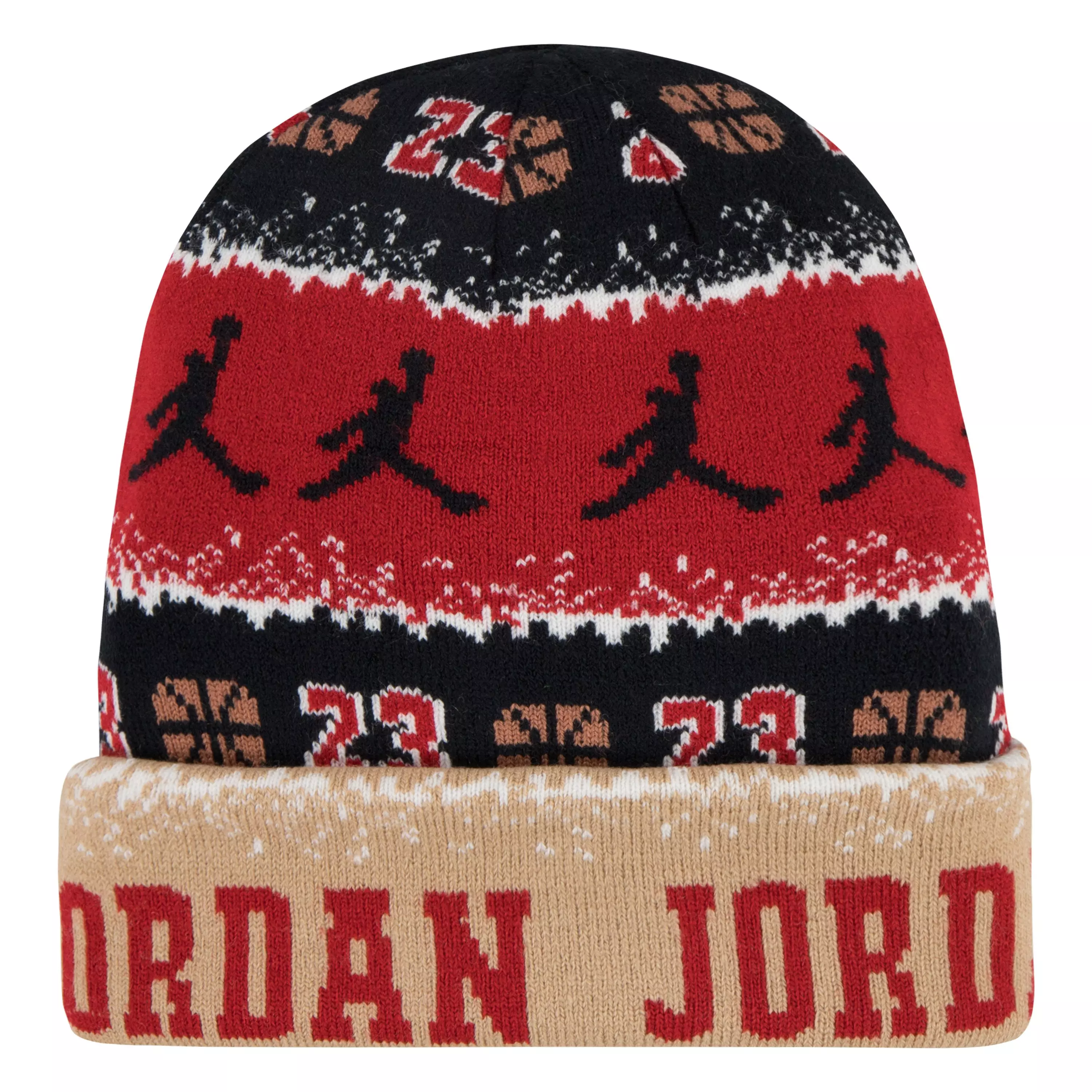 Jordan Big Kids' All Over Print Beanie-Black/Red - BLACK/RED