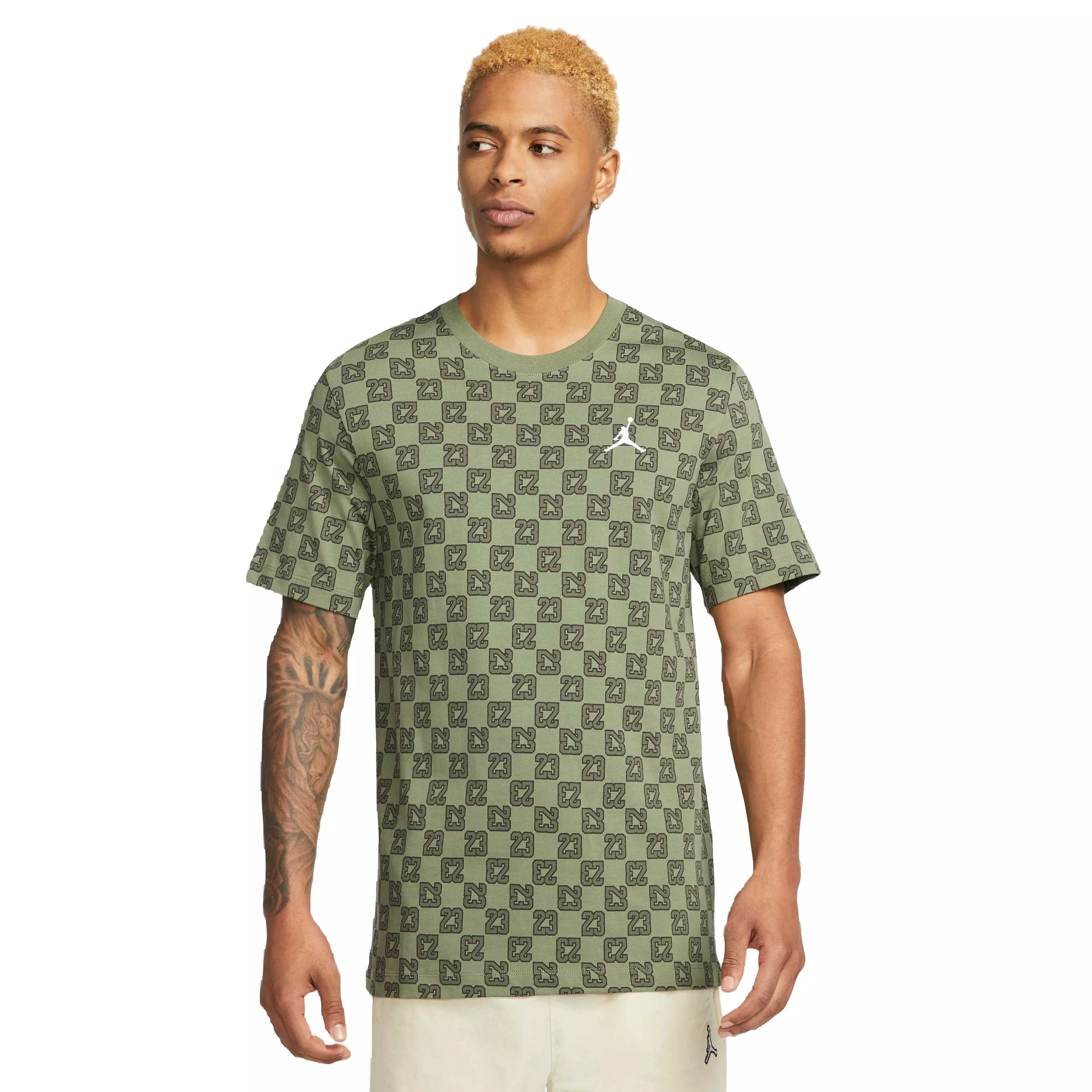 Jordan Men's Flight Essentials All Over Print Tee-Green - GREEN