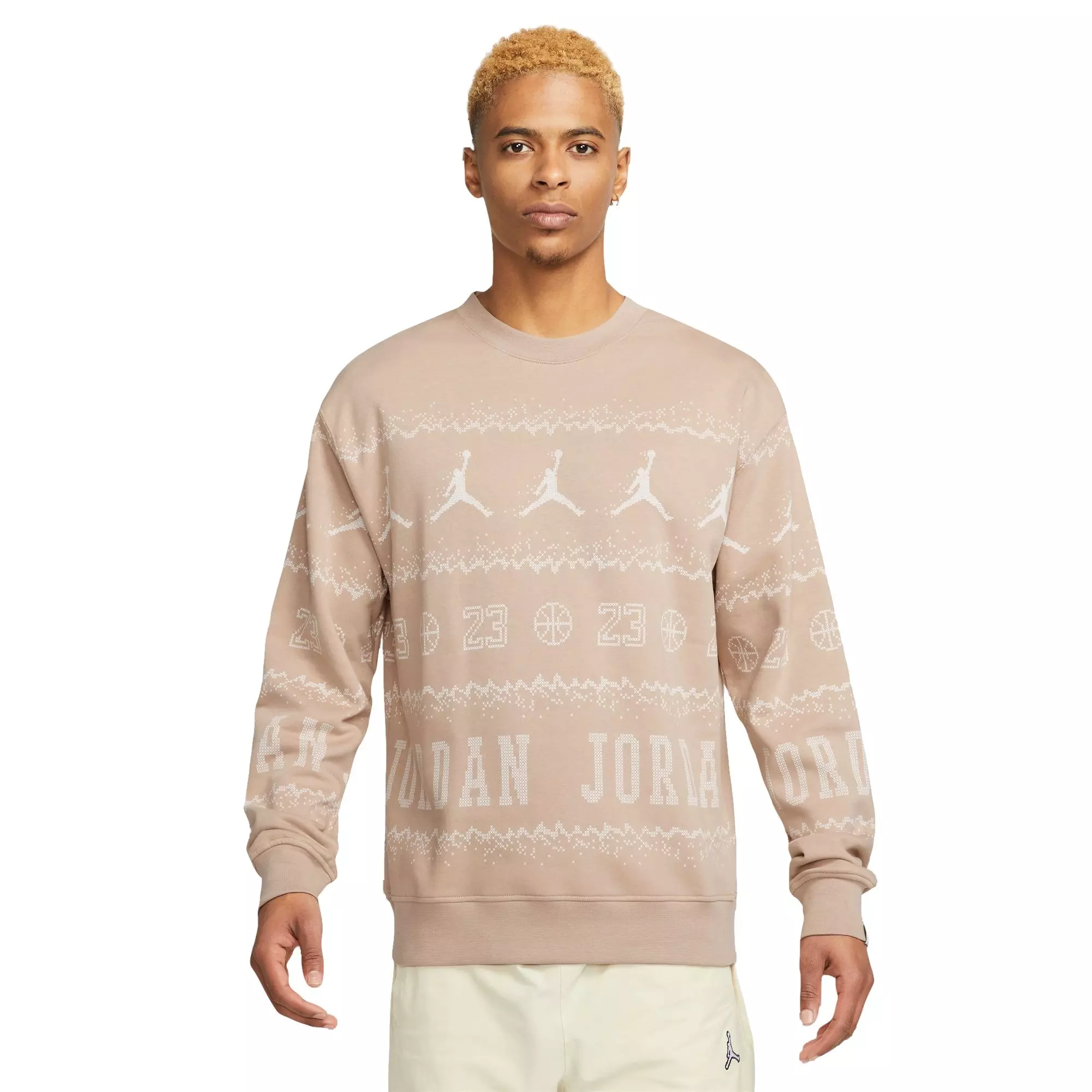 Jordan Men's Essentials Holiday Fleece Crew Sweatshirt - Tan - TAN