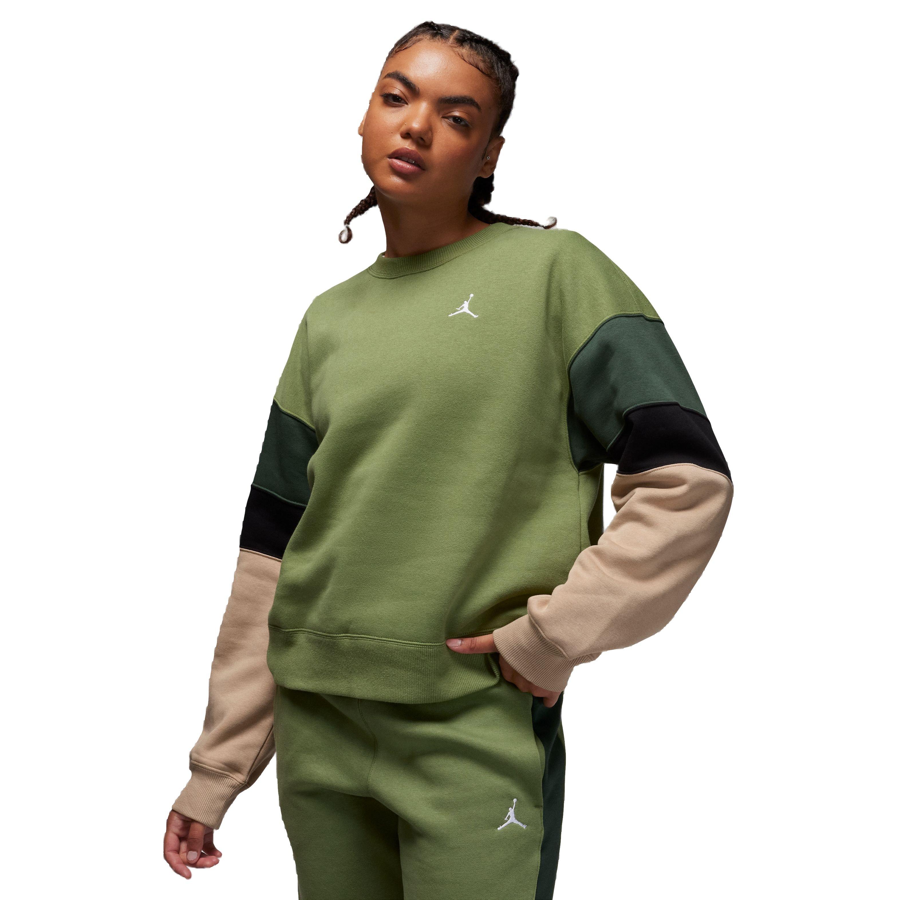 Jordan Women's Brooklyn Fleece Crewneck Sweatshirt-Olive - OLIVE Thumbnail View 1