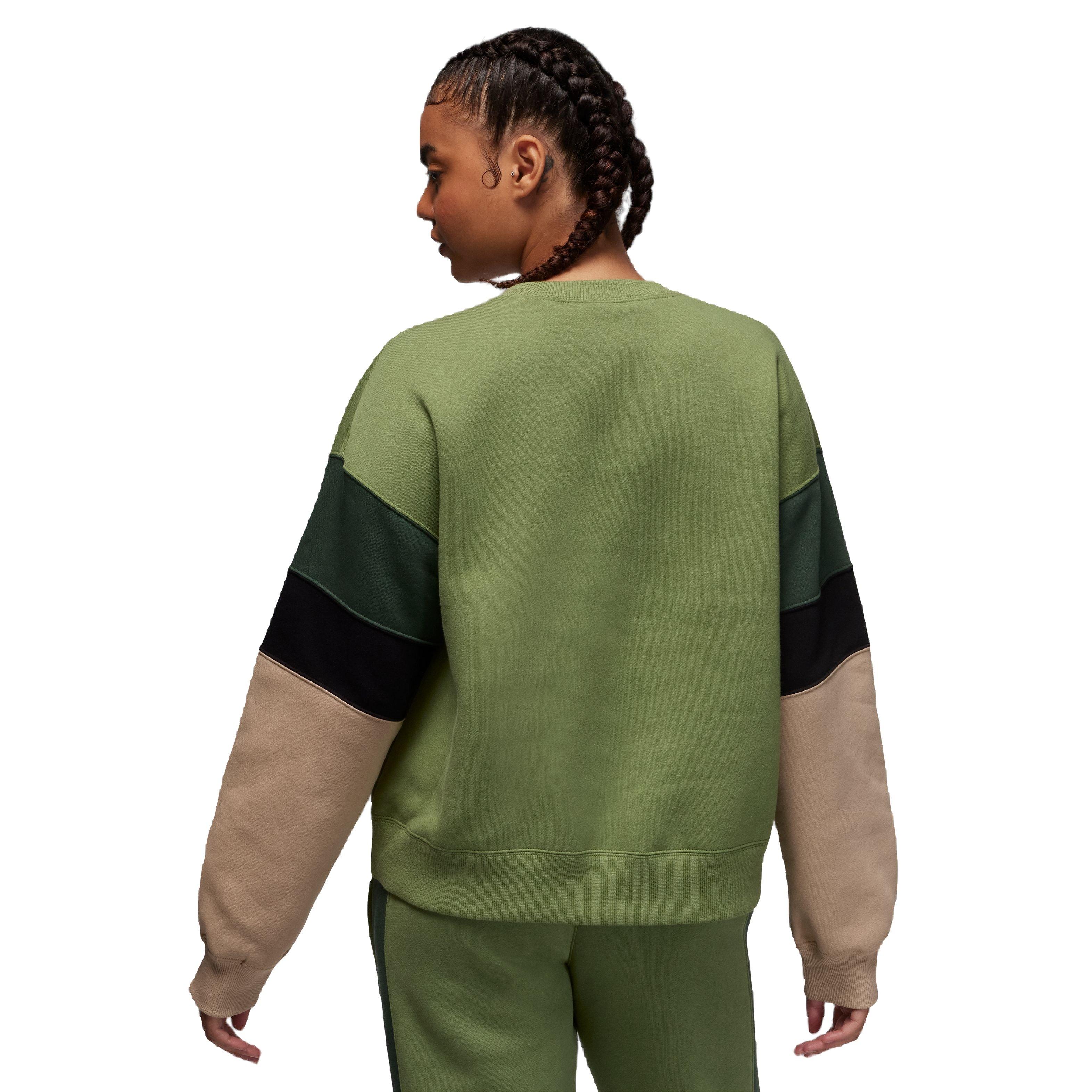 Jordan Women's Brooklyn Fleece Crewneck Sweatshirt-Olive - OLIVE Thumbnail View 2