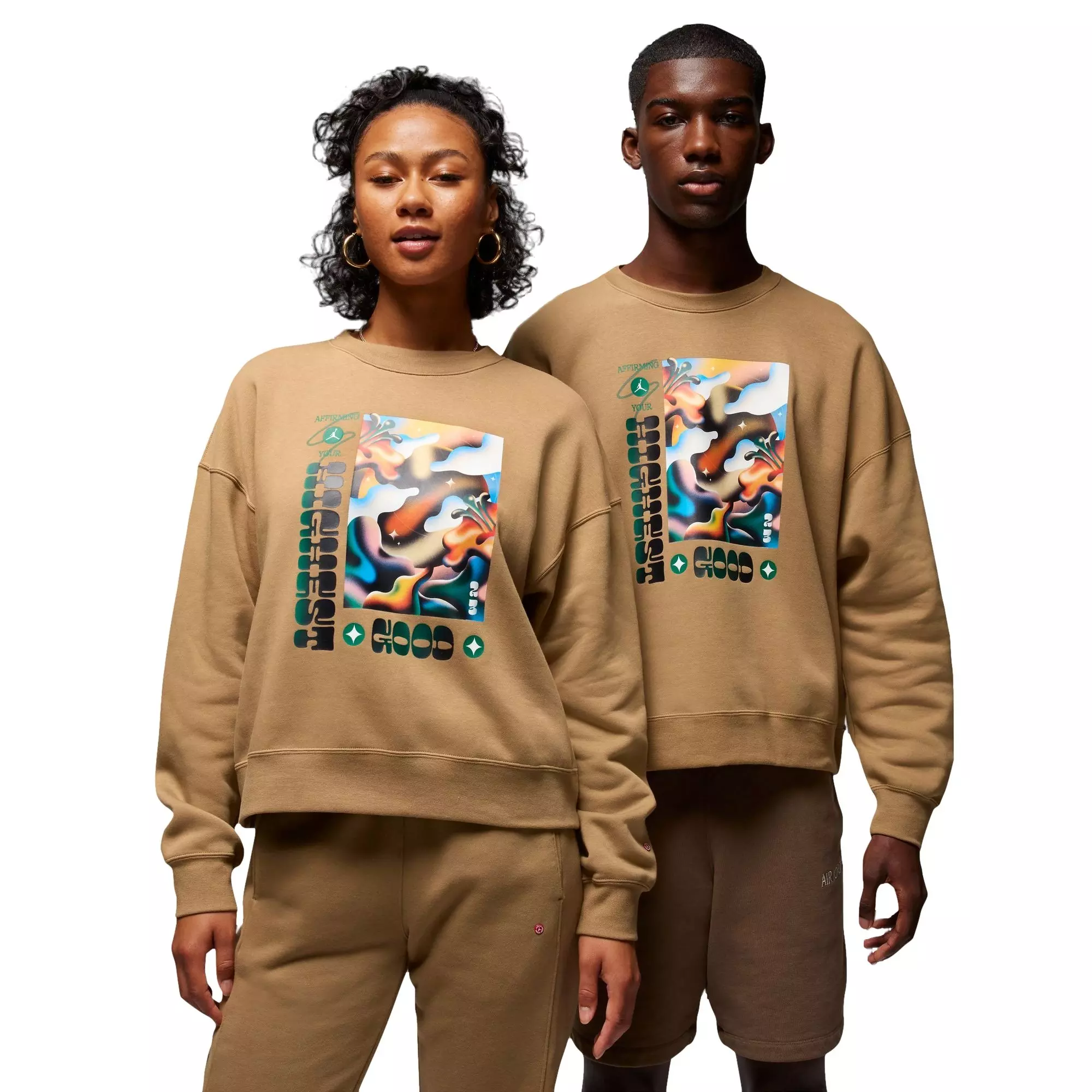 Jordan Women's Artist Series by Jordan Moss Brooklyn Fleece Crew - TAN