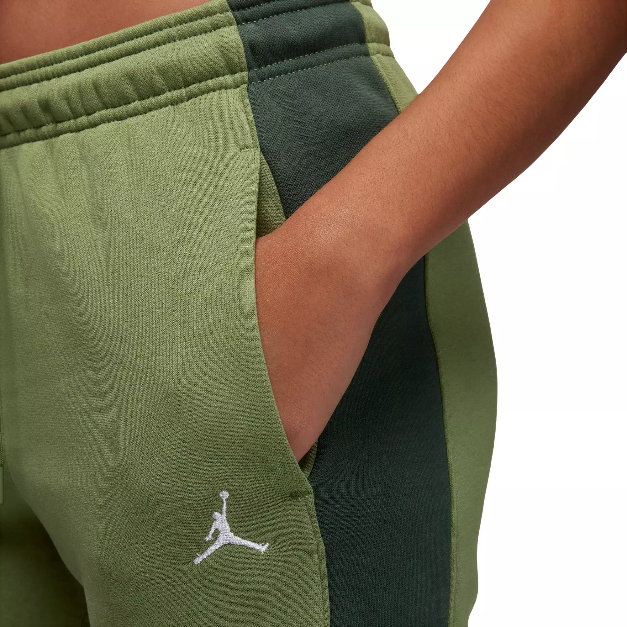 Jordan Women's Brooklyn Fleece Colorblock Pants-Olive - OLIVE