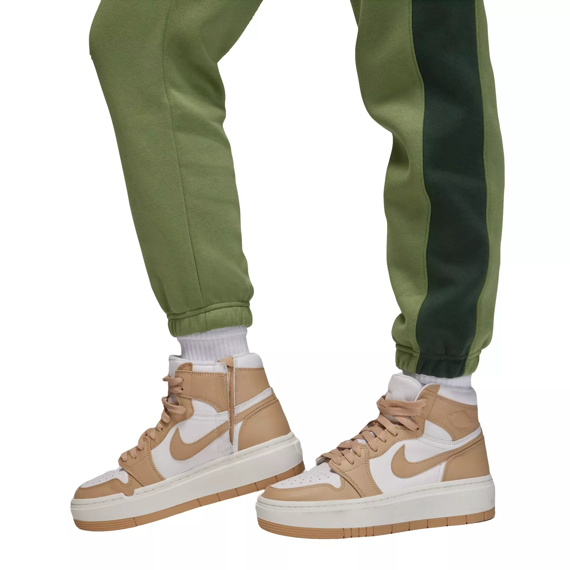 Jordan Women's Brooklyn Fleece Colorblock Pants-Olive - OLIVE