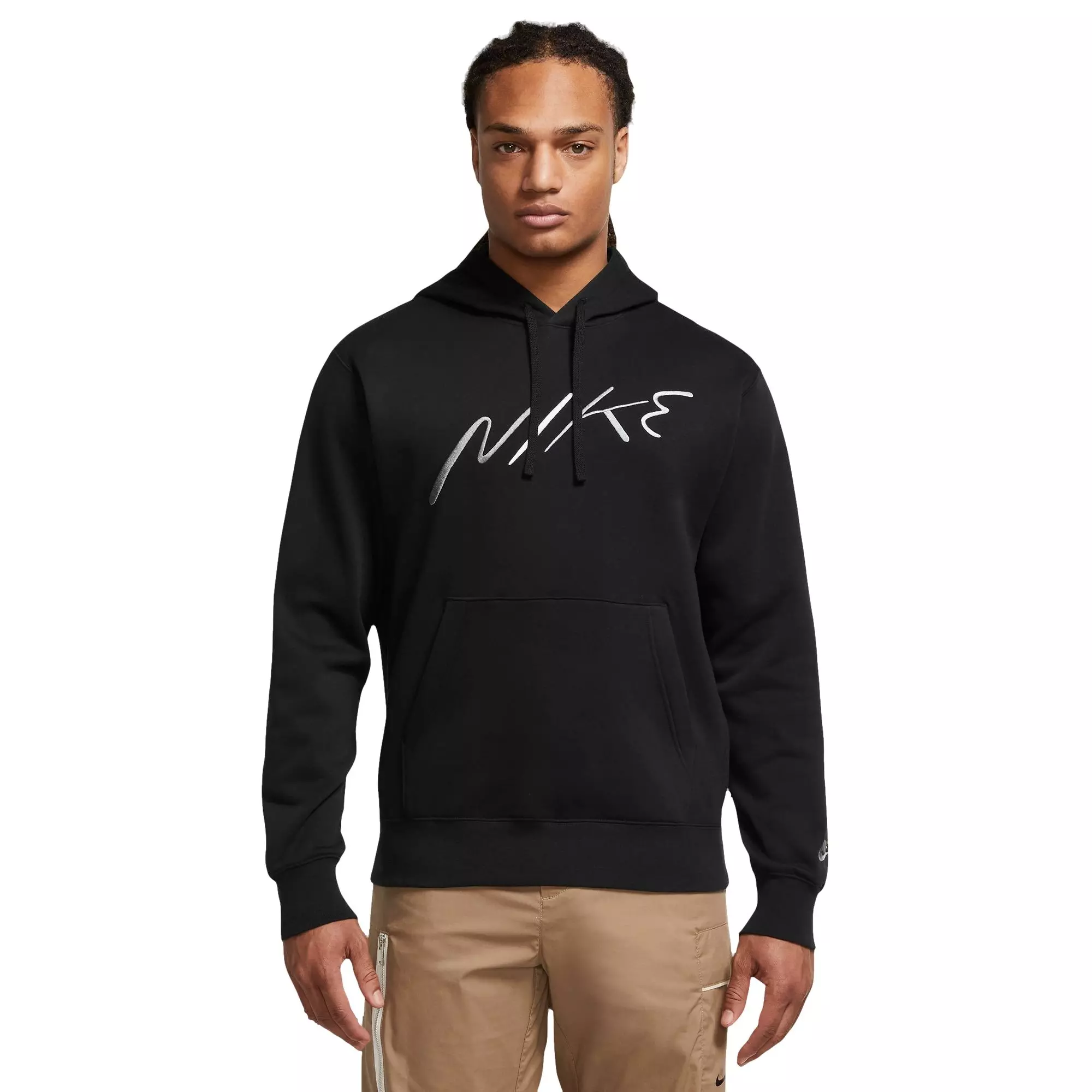 Nike Men's Club Fleece+ Brushed-Back Graphic Pullover Hoodie-Black - BLACK
