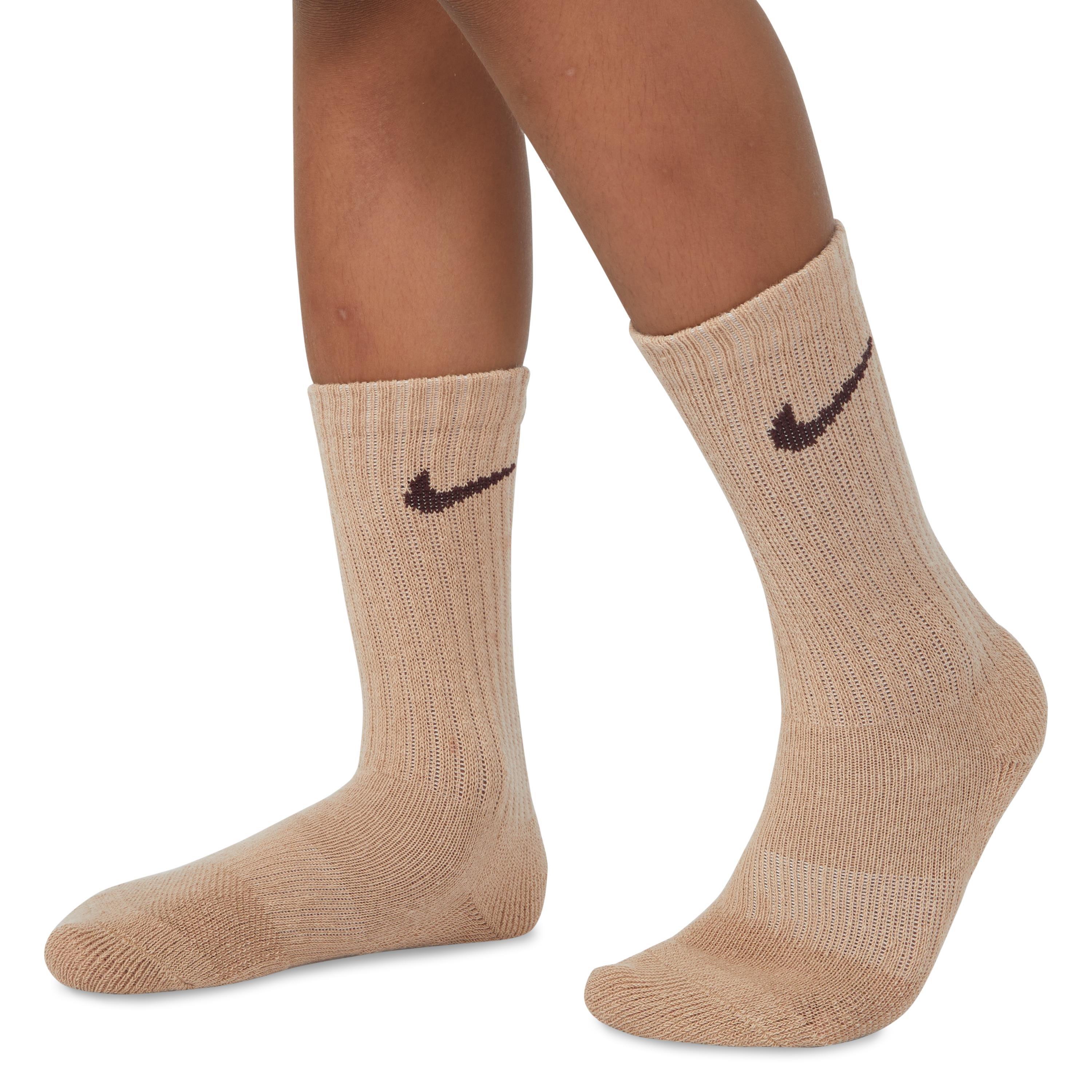 Nike Youth 6-Pack Crew Socks - Brown - Hibbett | City Gear