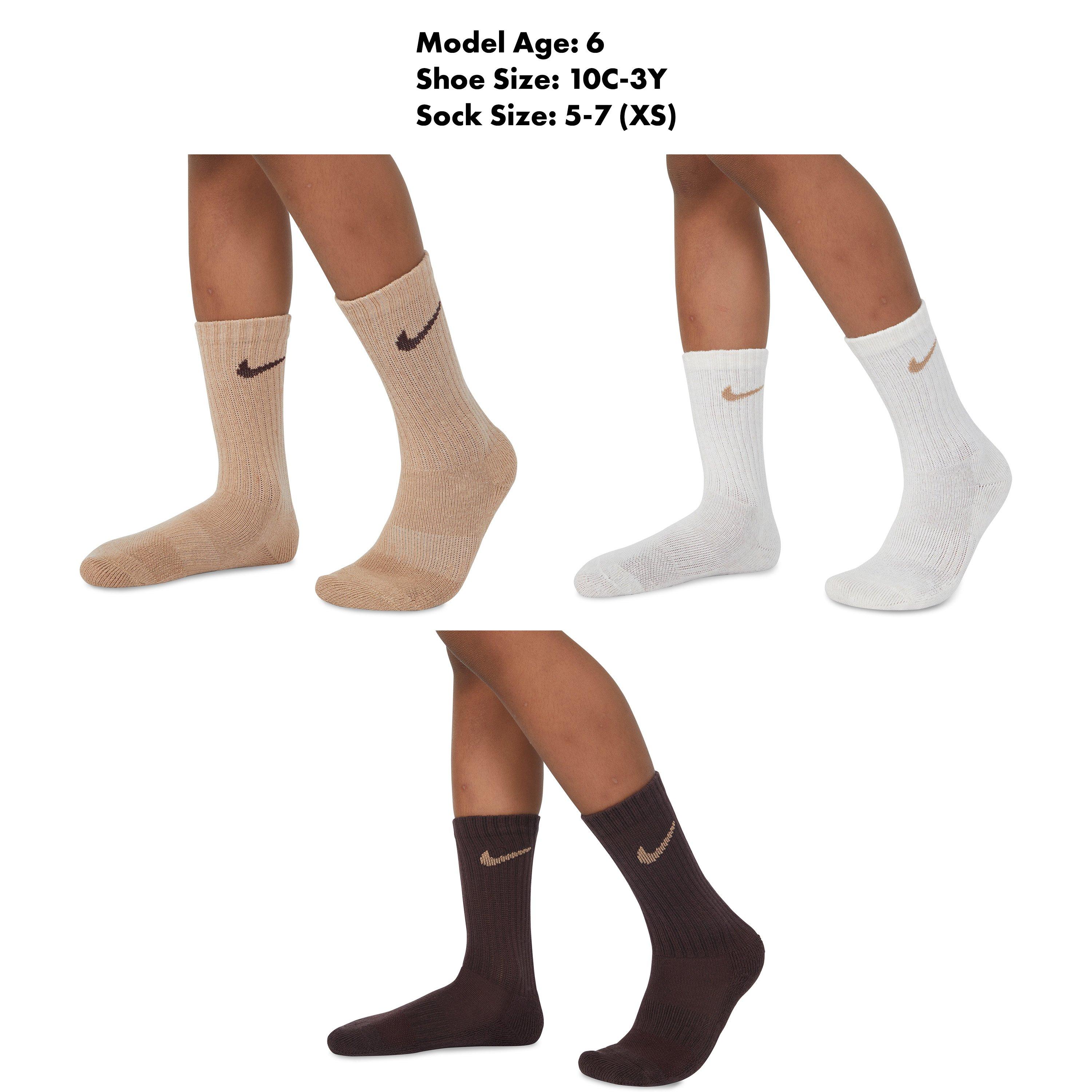 Nike Youth 6-Pack Crew Socks - Brown - Hibbett | City Gear