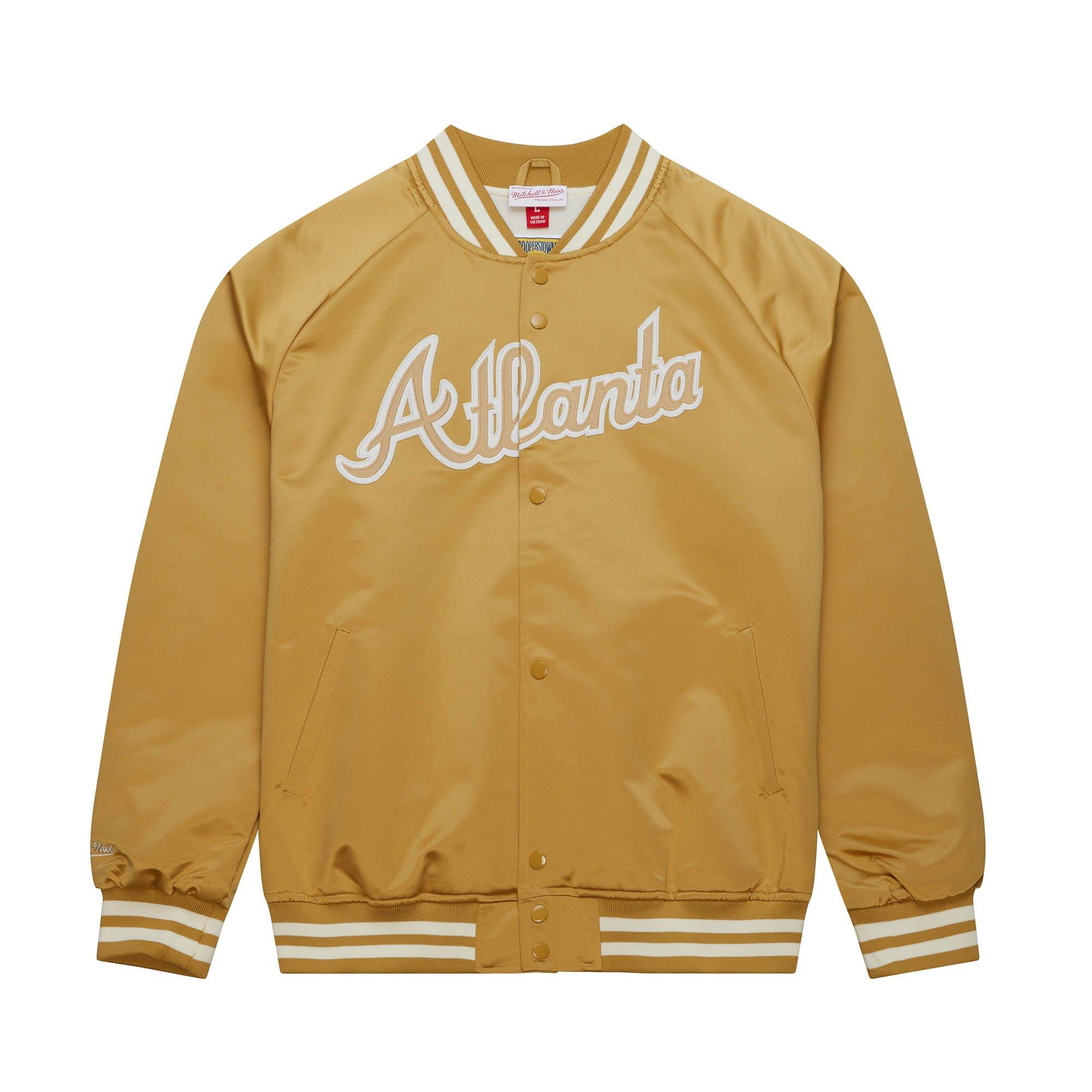 Men’s Mitchell & Ness Atlanta Braves Sideline Pullover Royal Satin V-Neck  Jacket