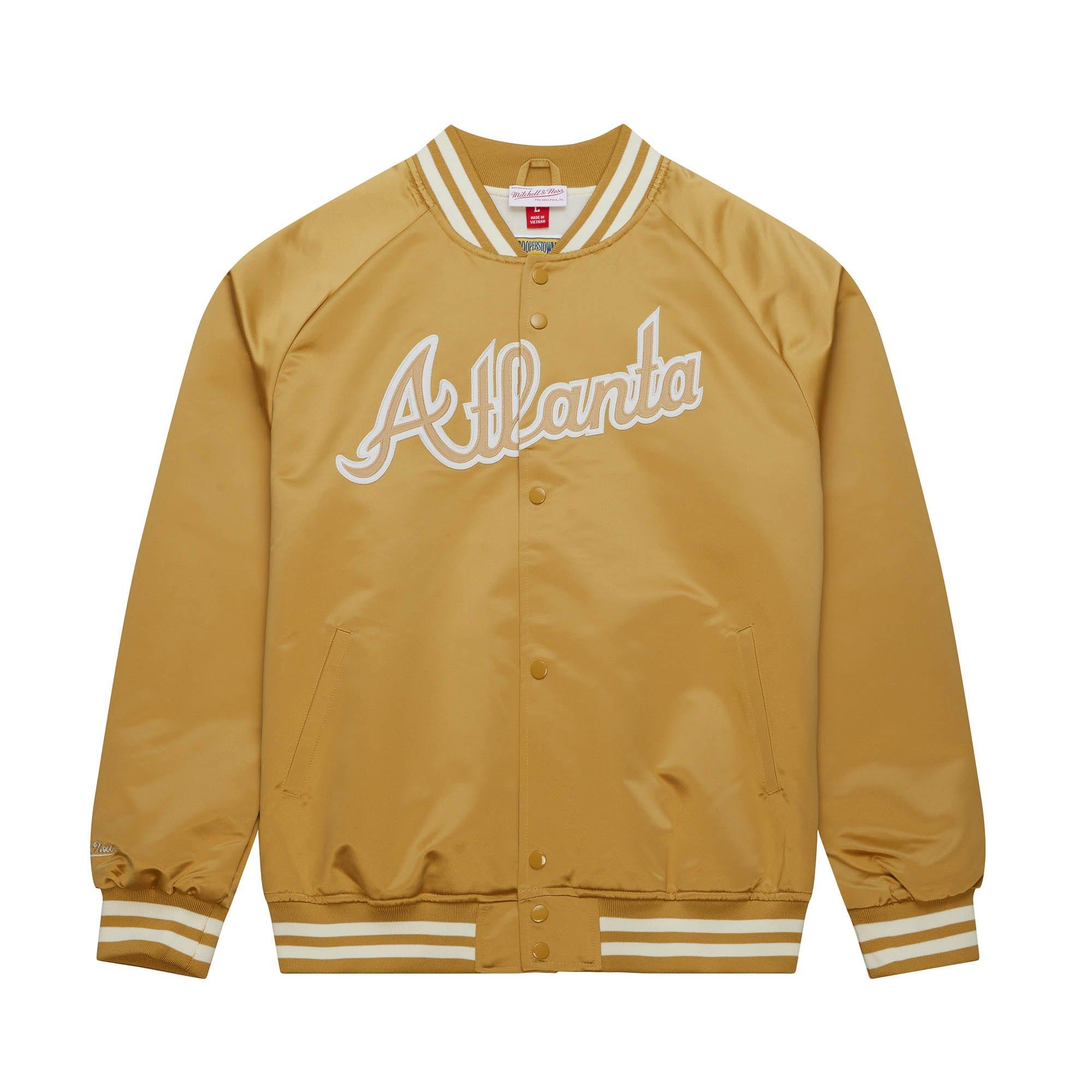 Mitchell & Ness Men's Atlanta Braves Satin Jacket - TAN Thumbnail View 1