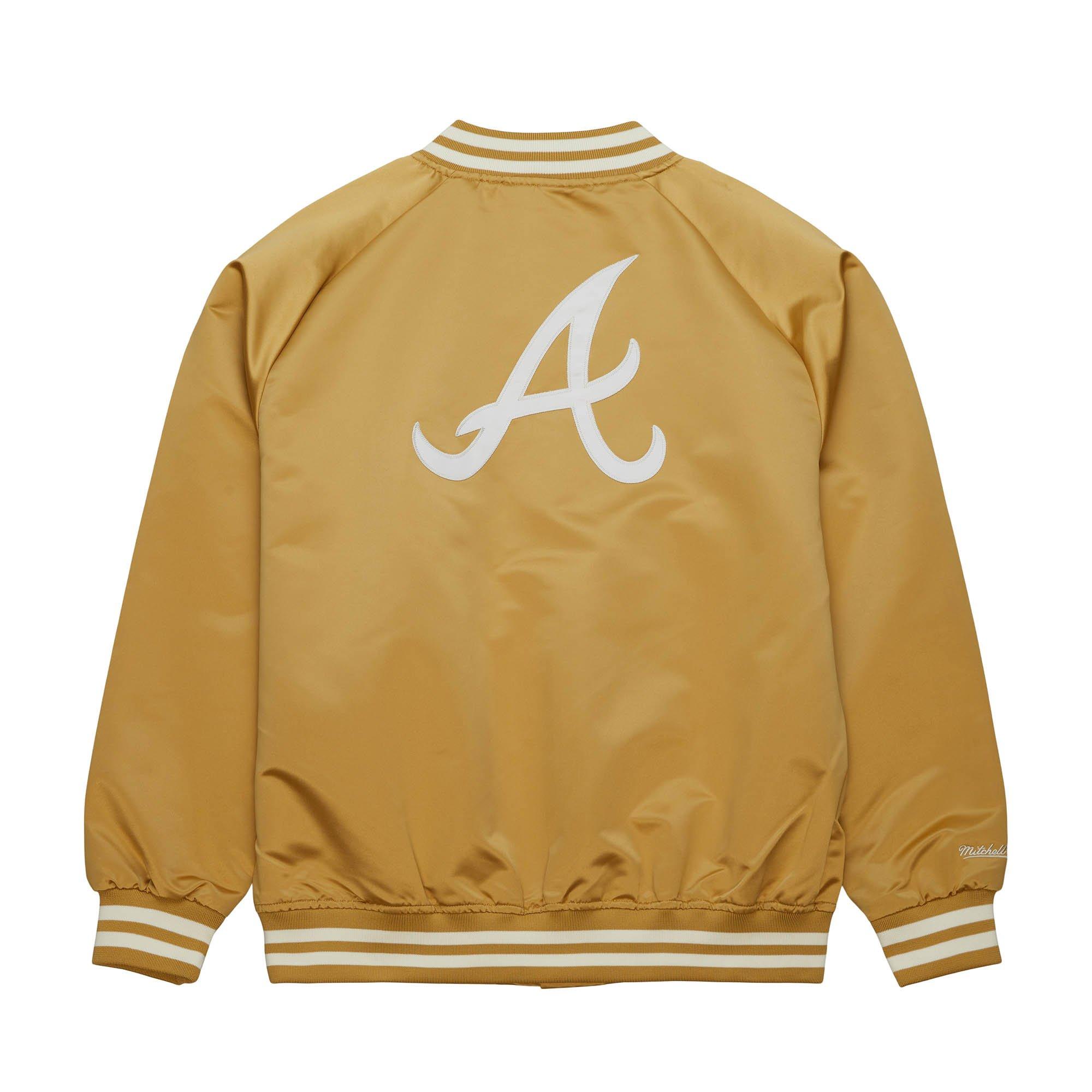 Mitchell & Ness Men's Atlanta Braves Satin Jacket - TAN Thumbnail View 2