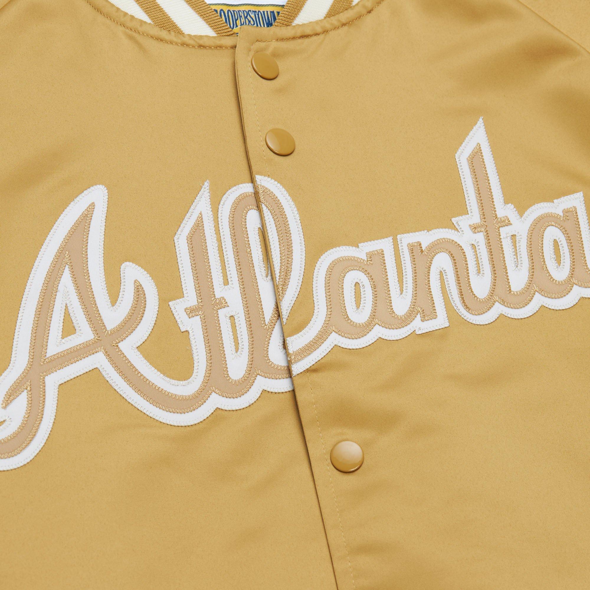 Mitchell & Ness Men's Atlanta Braves Satin Jacket - TAN Thumbnail View 3