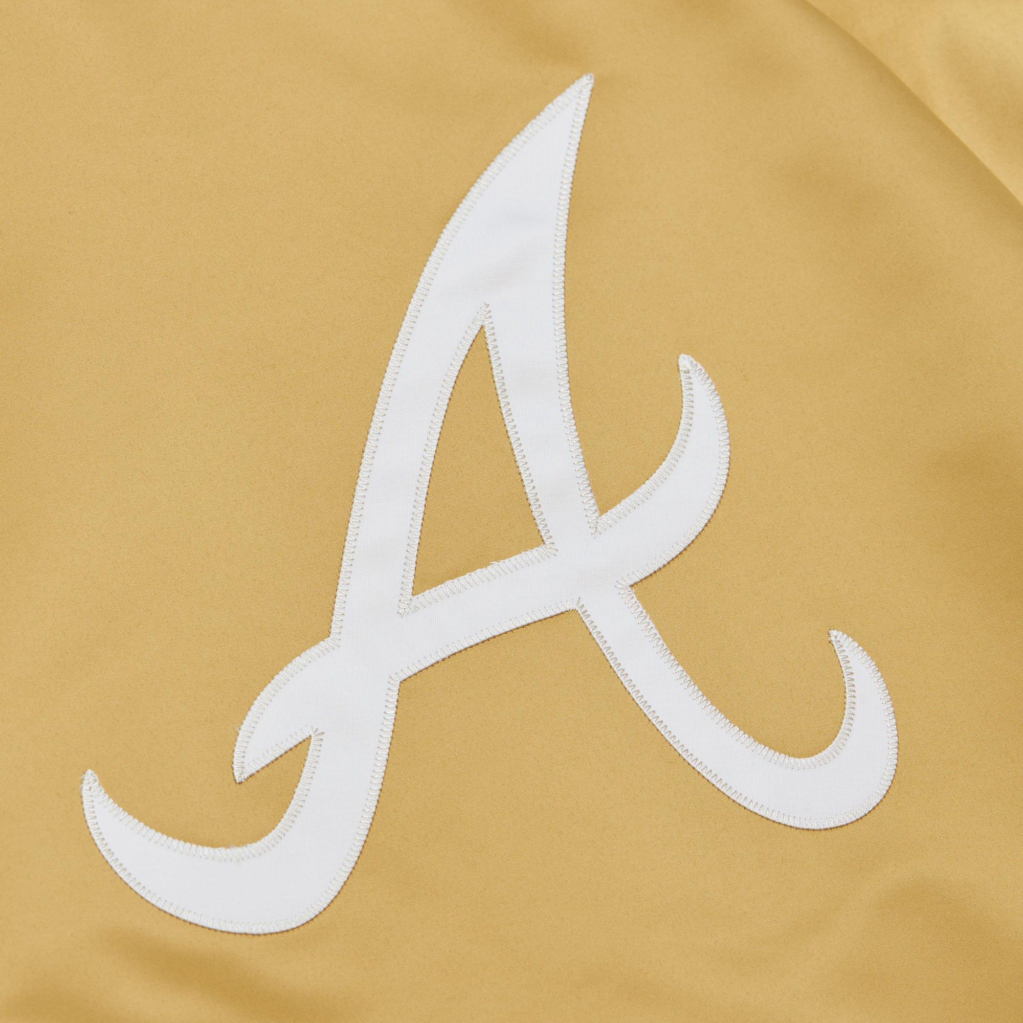 Mitchell & Ness Men's Atlanta Braves Satin Jacket - TAN Thumbnail View 5