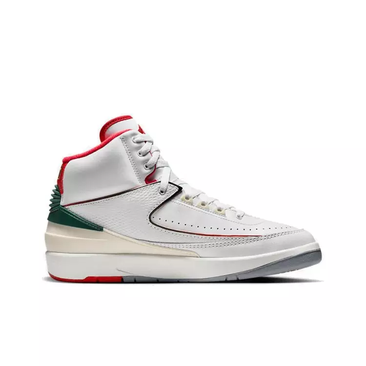 Jordan 2 Retro "Italy" Grade School Kids' Shoe - WHITE/FIRE RED/FIR