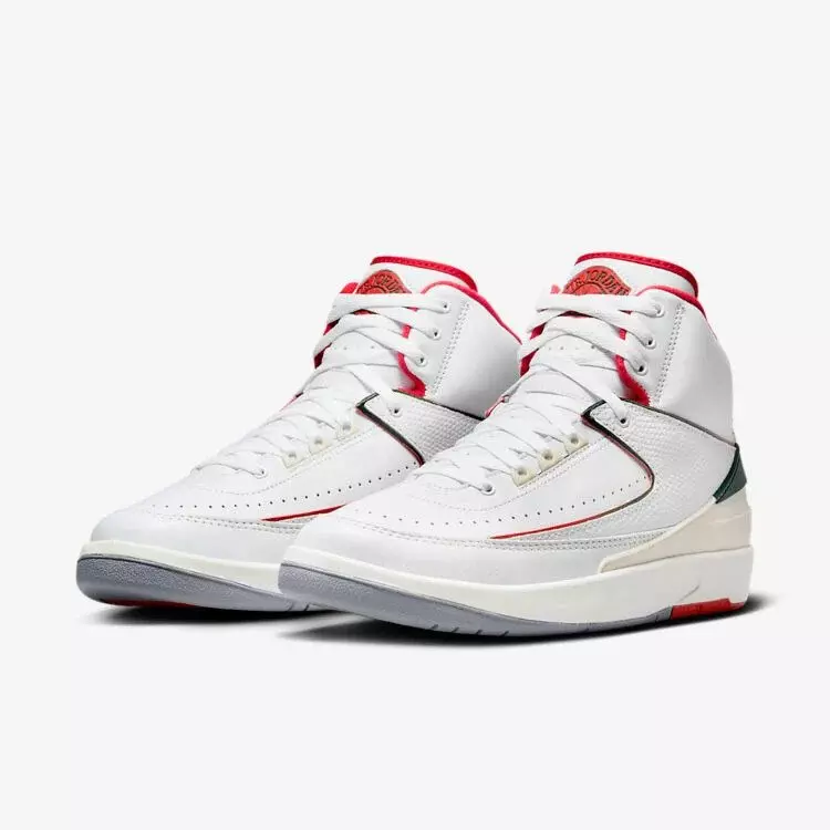 Jordan 2 Retro "Italy" Grade School Kids' Shoe - WHITE/FIRE RED/FIR
