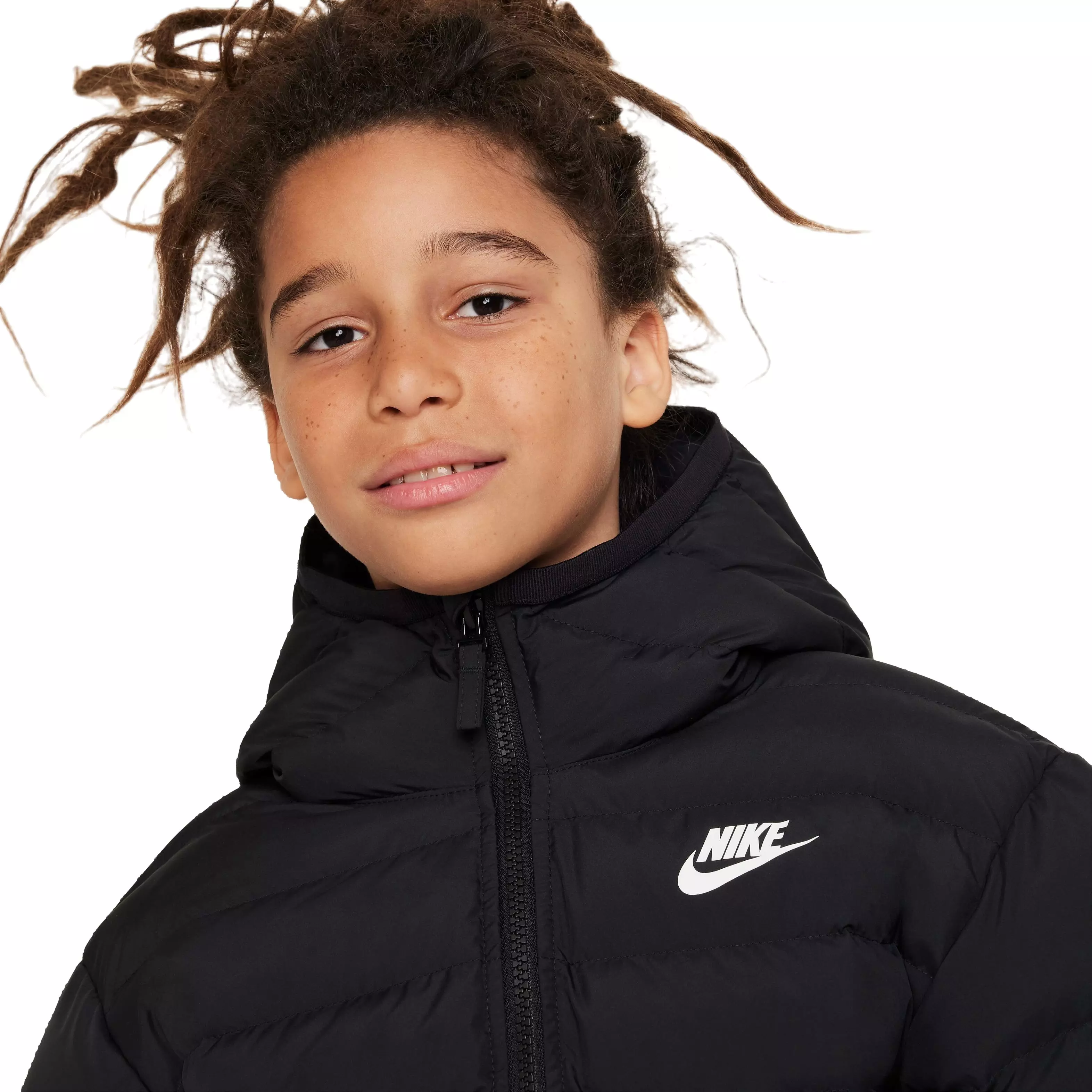 Nike Big Boys' Sportswear Synthetic Fill Hooded Jacket - Black - BLACK