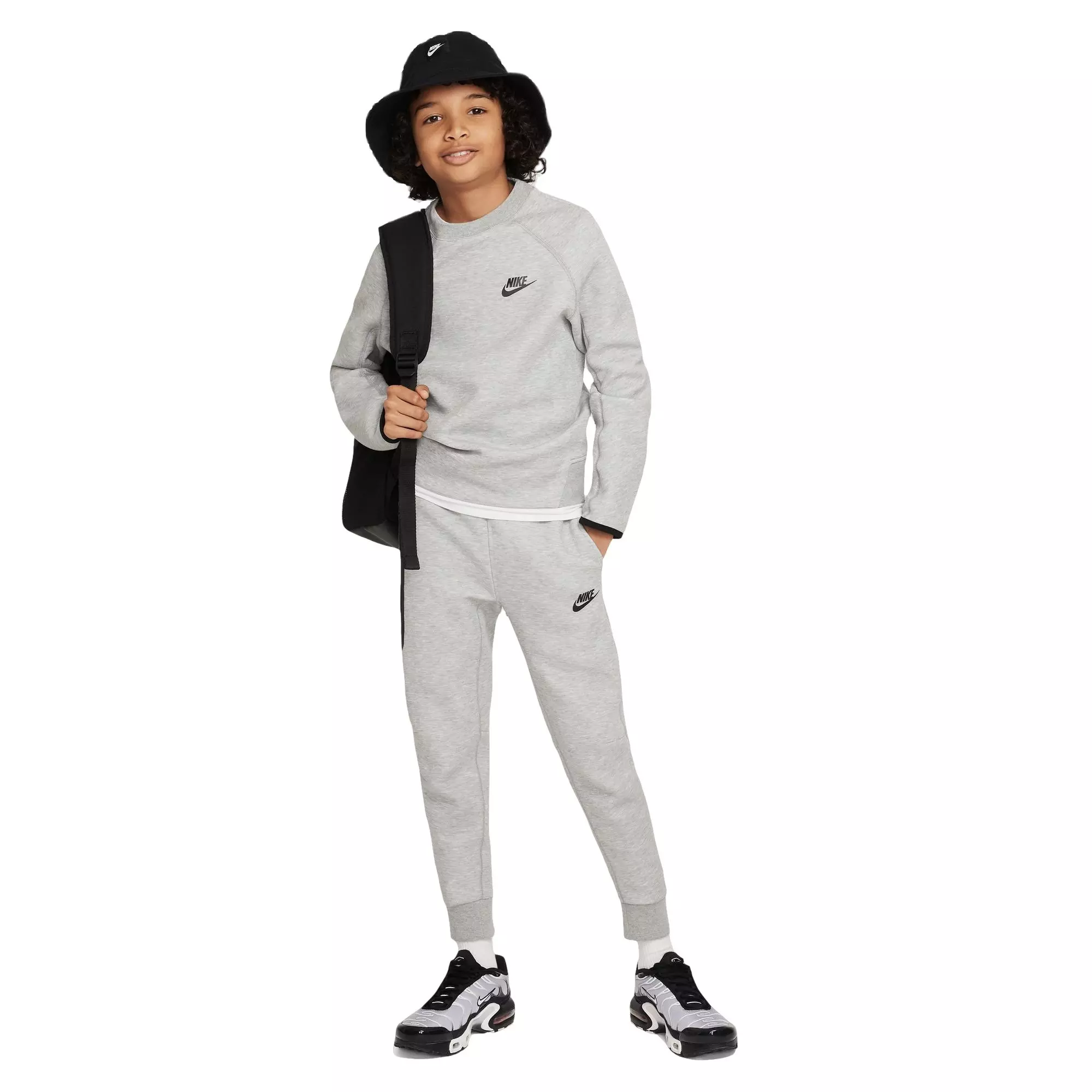 Nike Big Boys' Sportswear Tech Fleece Pants-Grey/Black - GREY/BLACK