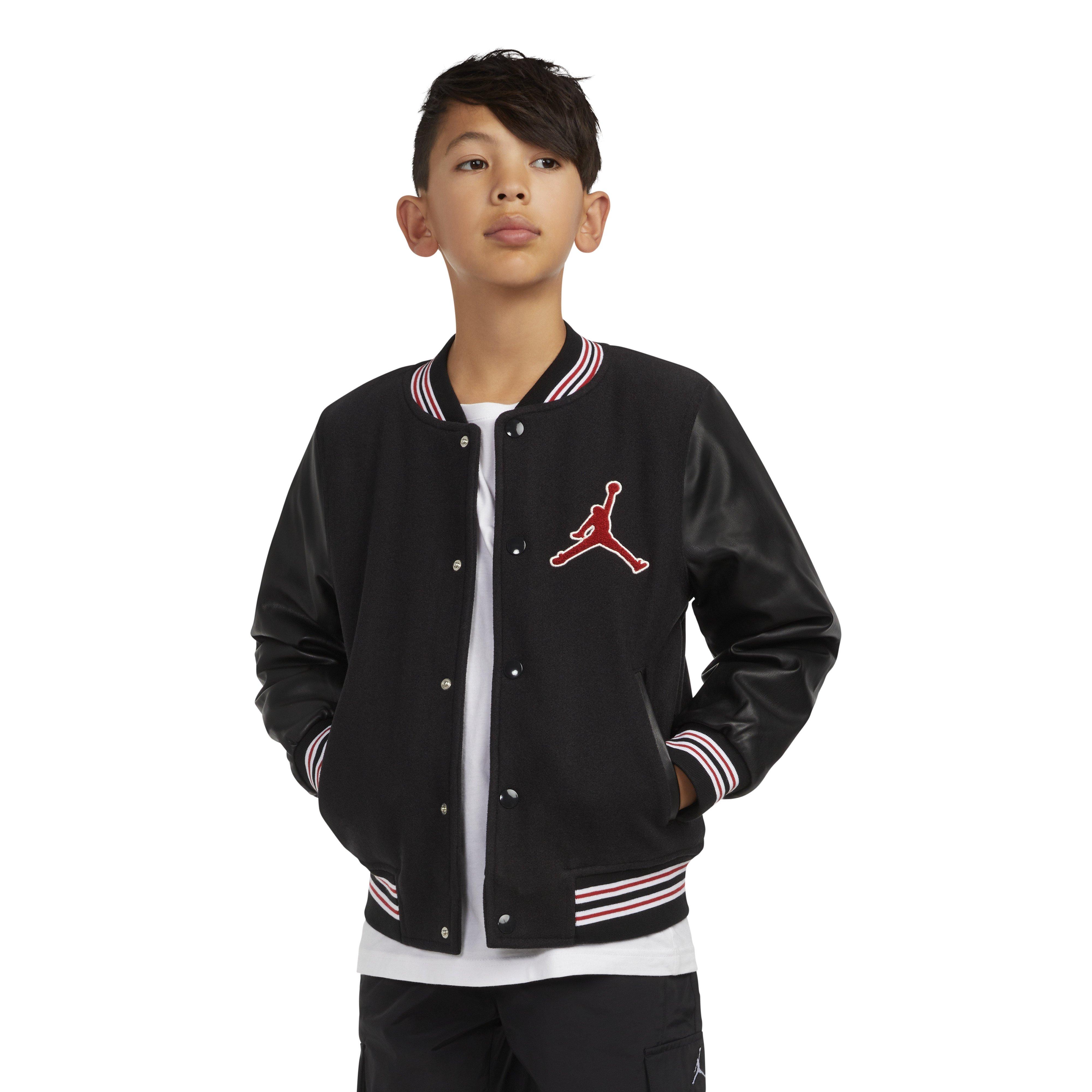 Jordan varsity jacket black and white hotsell