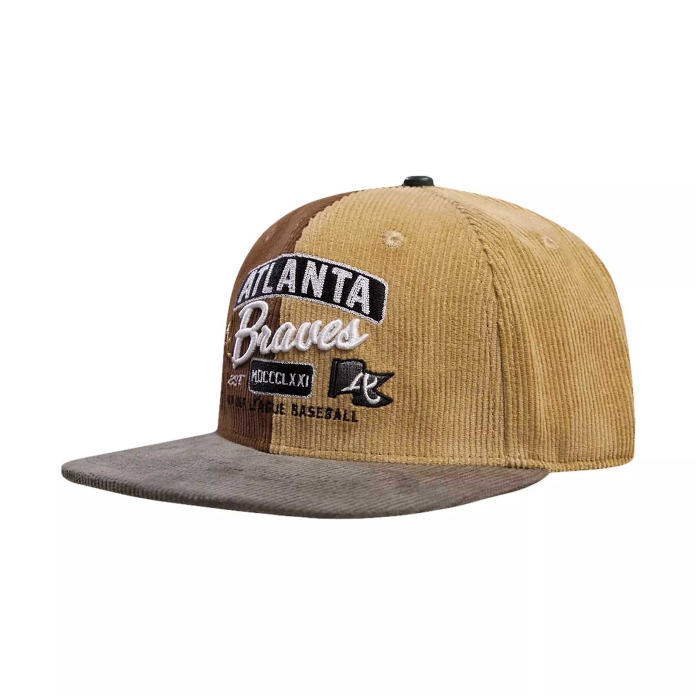 Pro Standard Multi Corduroy Atlanta Braves Snapback Hat - BROWN