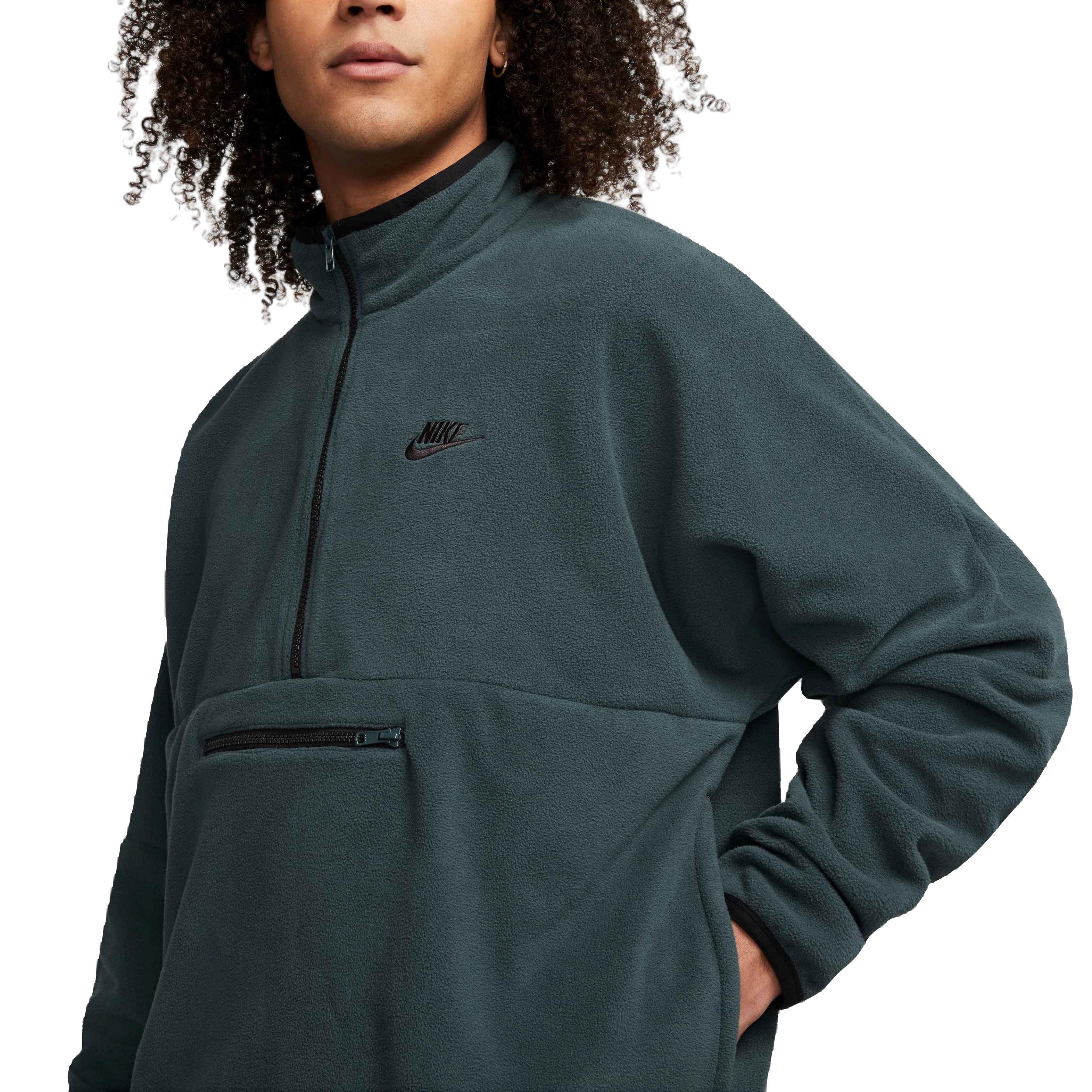 Nike Men's Club Fleece+ 1/2-Zip Fleece Top-Green - GREEN Thumbnail View 3
