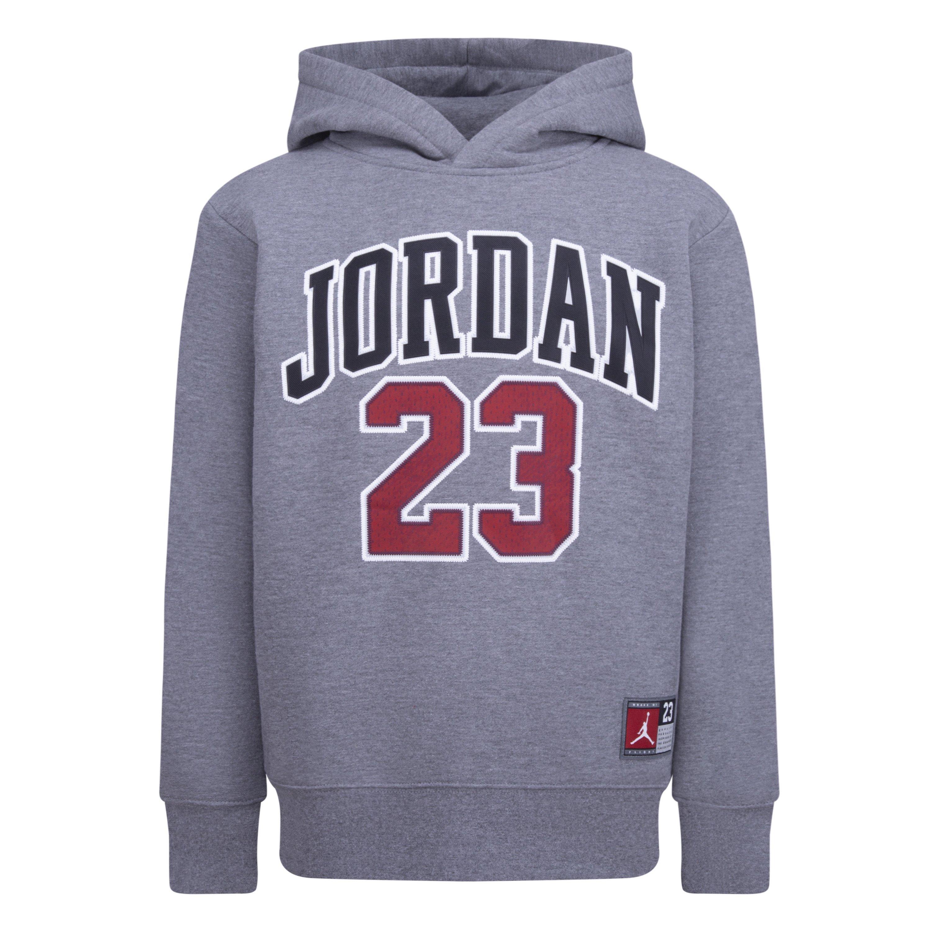Jordan Big Boys' 23 HBR Fleece Pullover Hoodie-Grey - GREY Thumbnail View 5