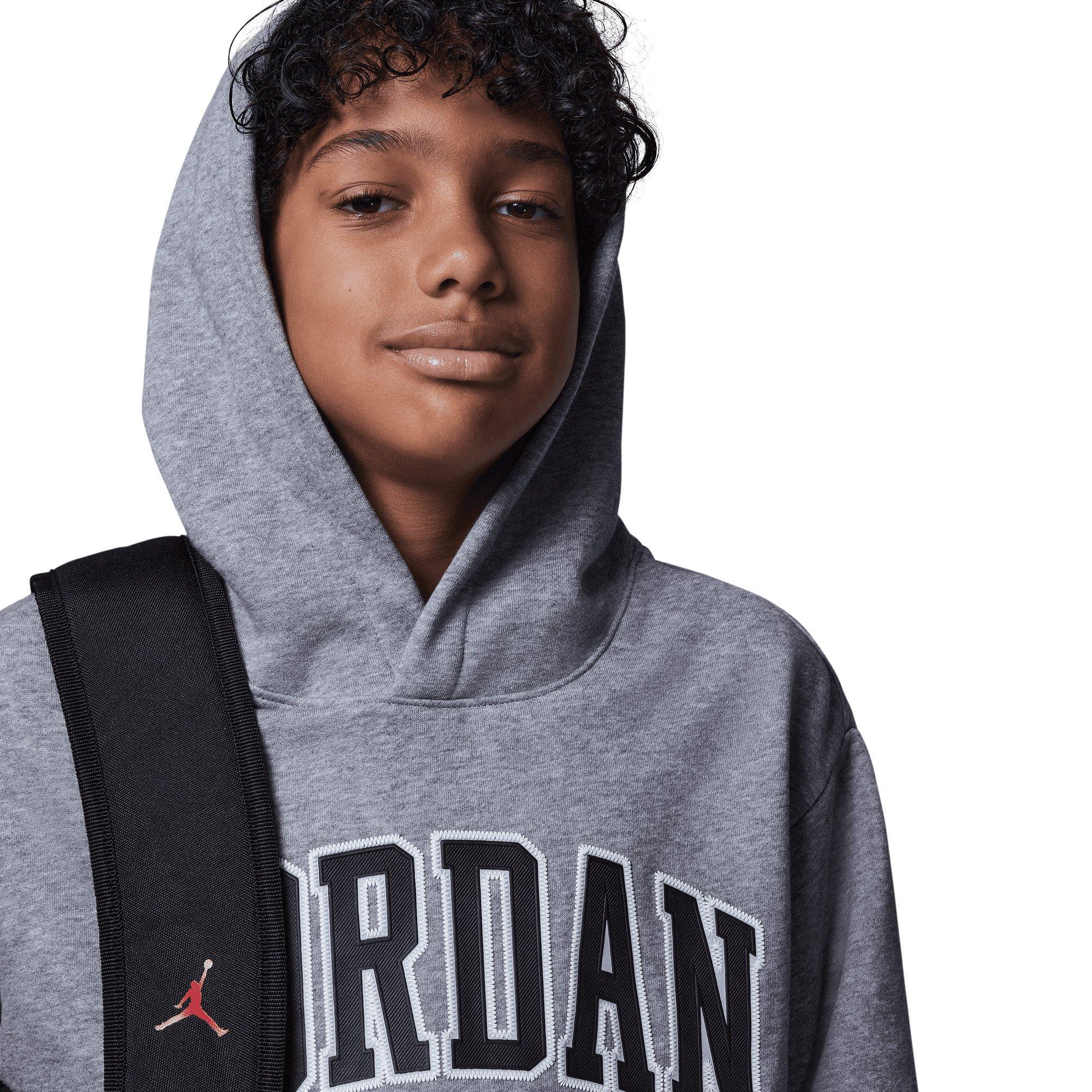 Jordan Big Boys' 23 HBR Fleece Pullover Hoodie-Grey - GREY Thumbnail View 3
