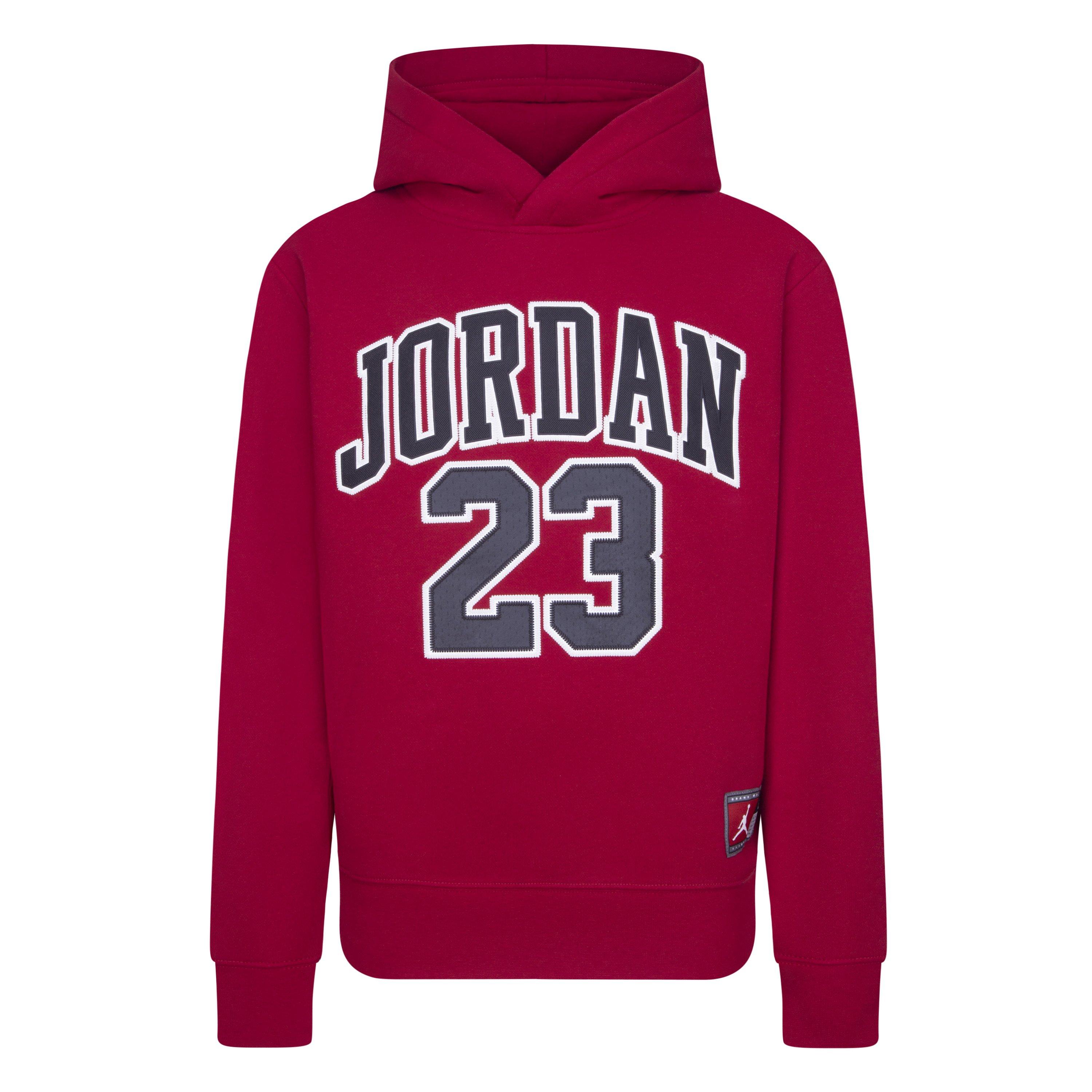 Jordan Big Boys' 23 HBR Fleece Pullover Hoodie-Red - Hibbett