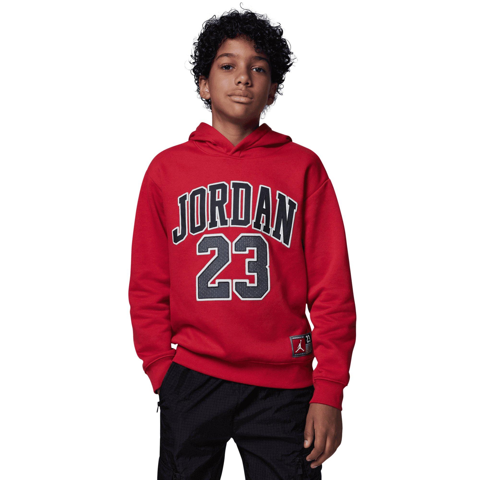 Jordan Big Boys 23 HBR Fleece Pullover Hoodie Red Hibbett