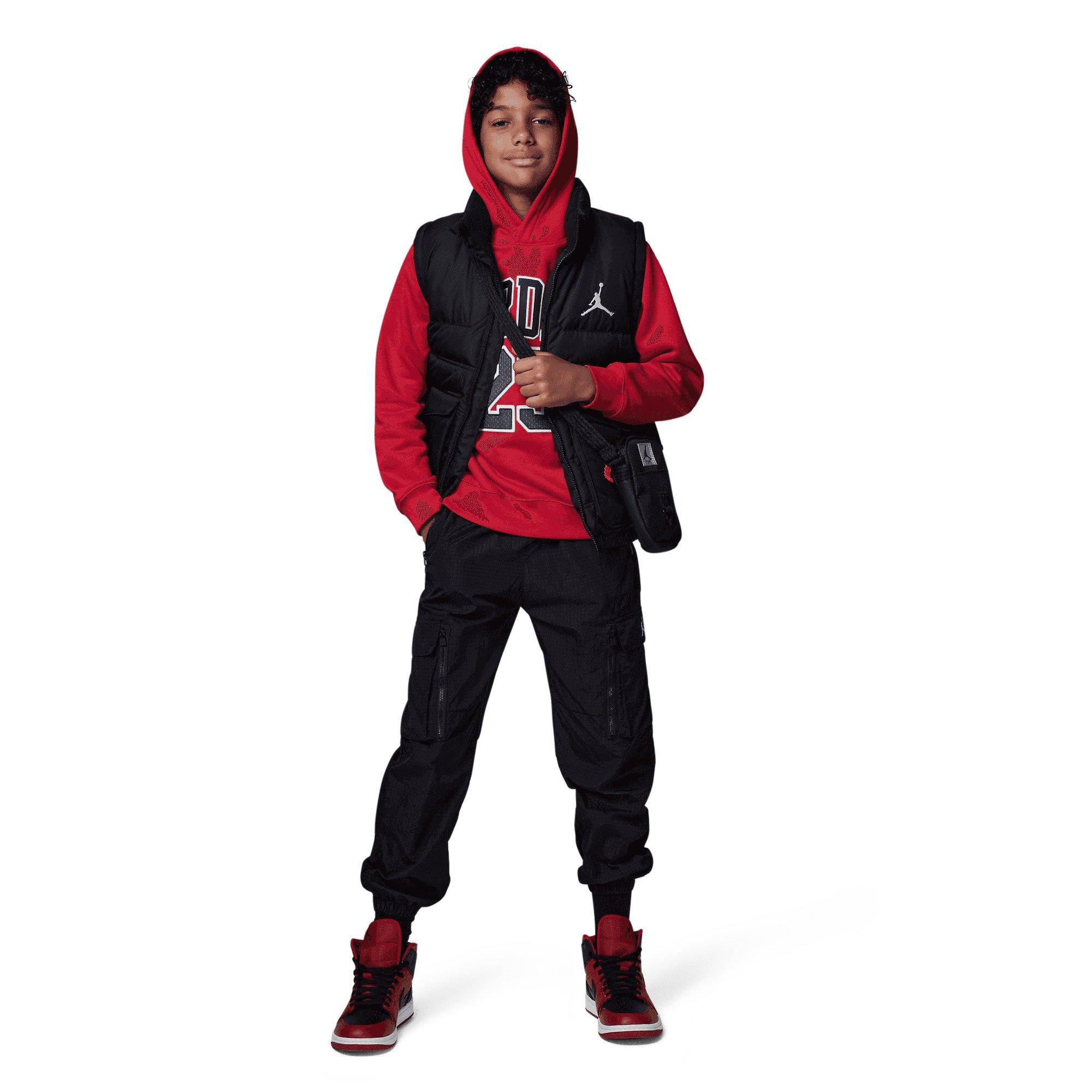 Jordan Big Boys' 23 HBR Fleece Pullover Hoodie-Red - RED Thumbnail View 5