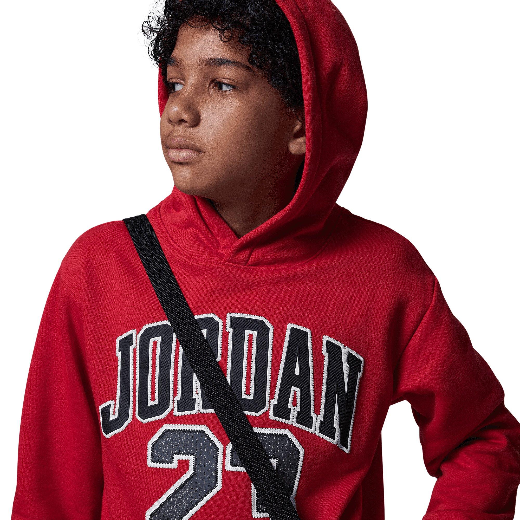 Jordan Big Boys' 23 HBR Fleece Pullover Hoodie-Red - RED Thumbnail View 3