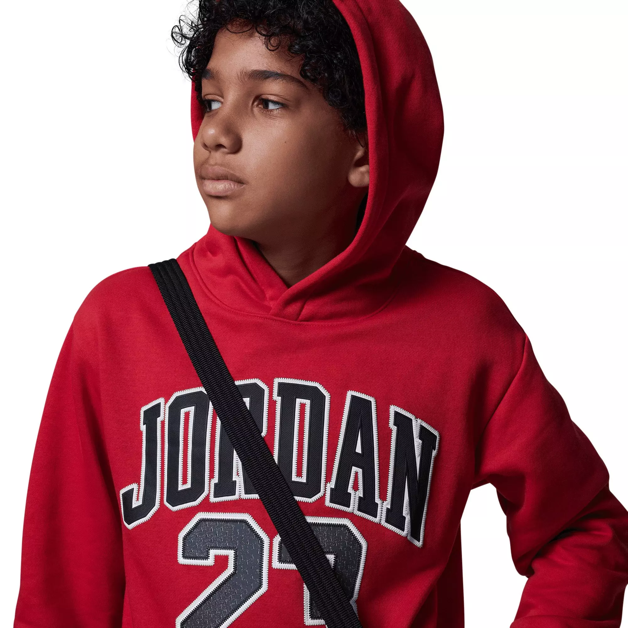 Jordan Big Boys' 23 HBR Fleece Pullover Hoodie-Red - RED