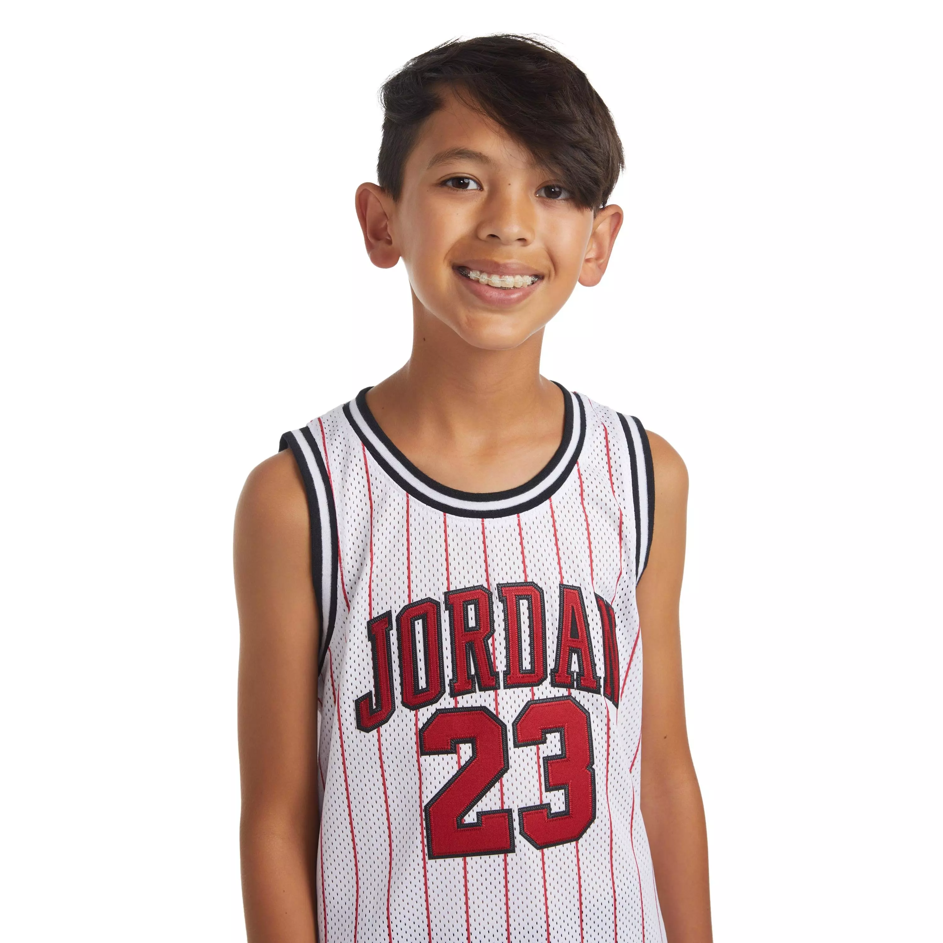 Jordan Big Boys' 23 Pinstripe Jersey-White - WHITE